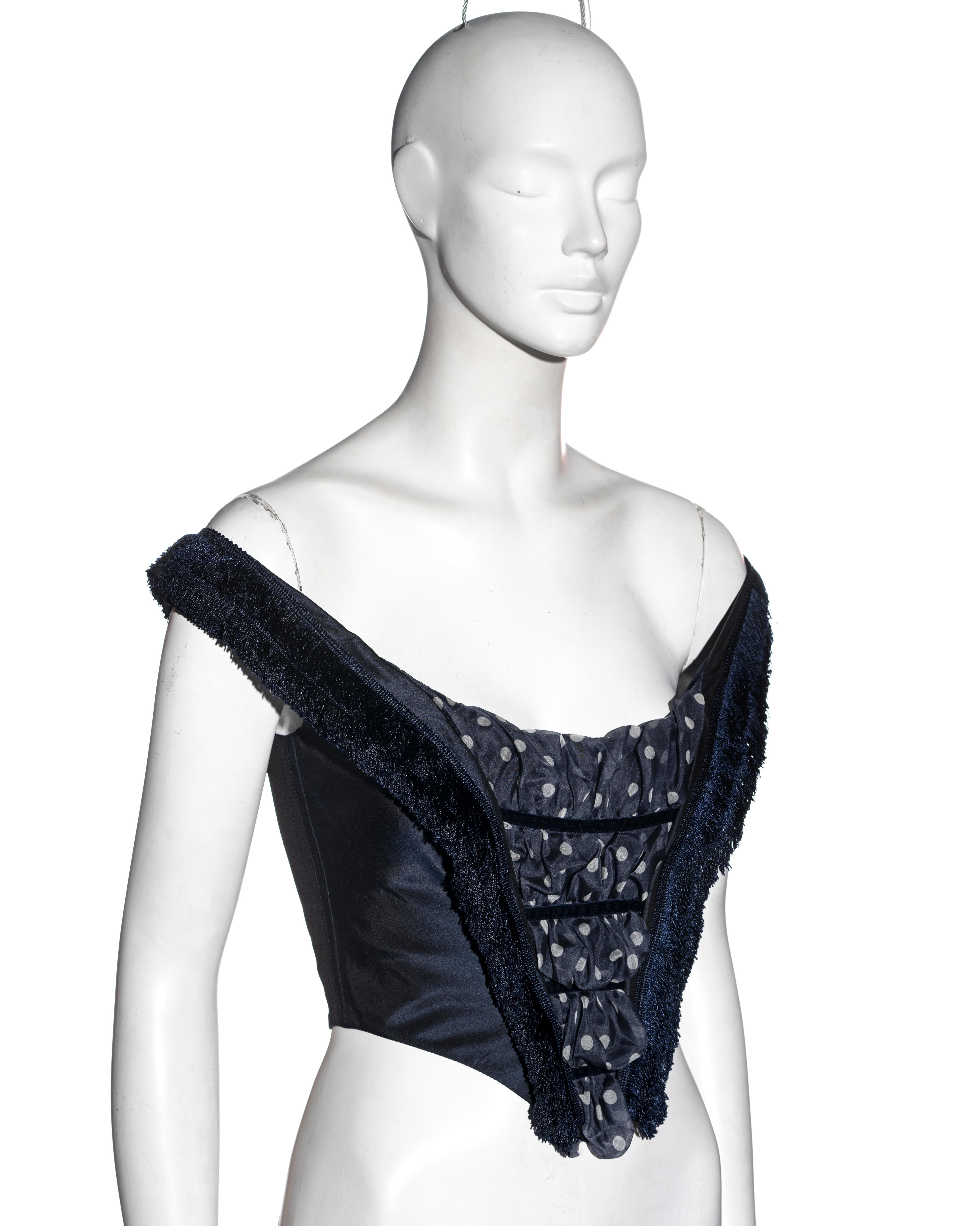 Black Christian Dior by John Galliano blue silk corset, fw 2001 For Sale