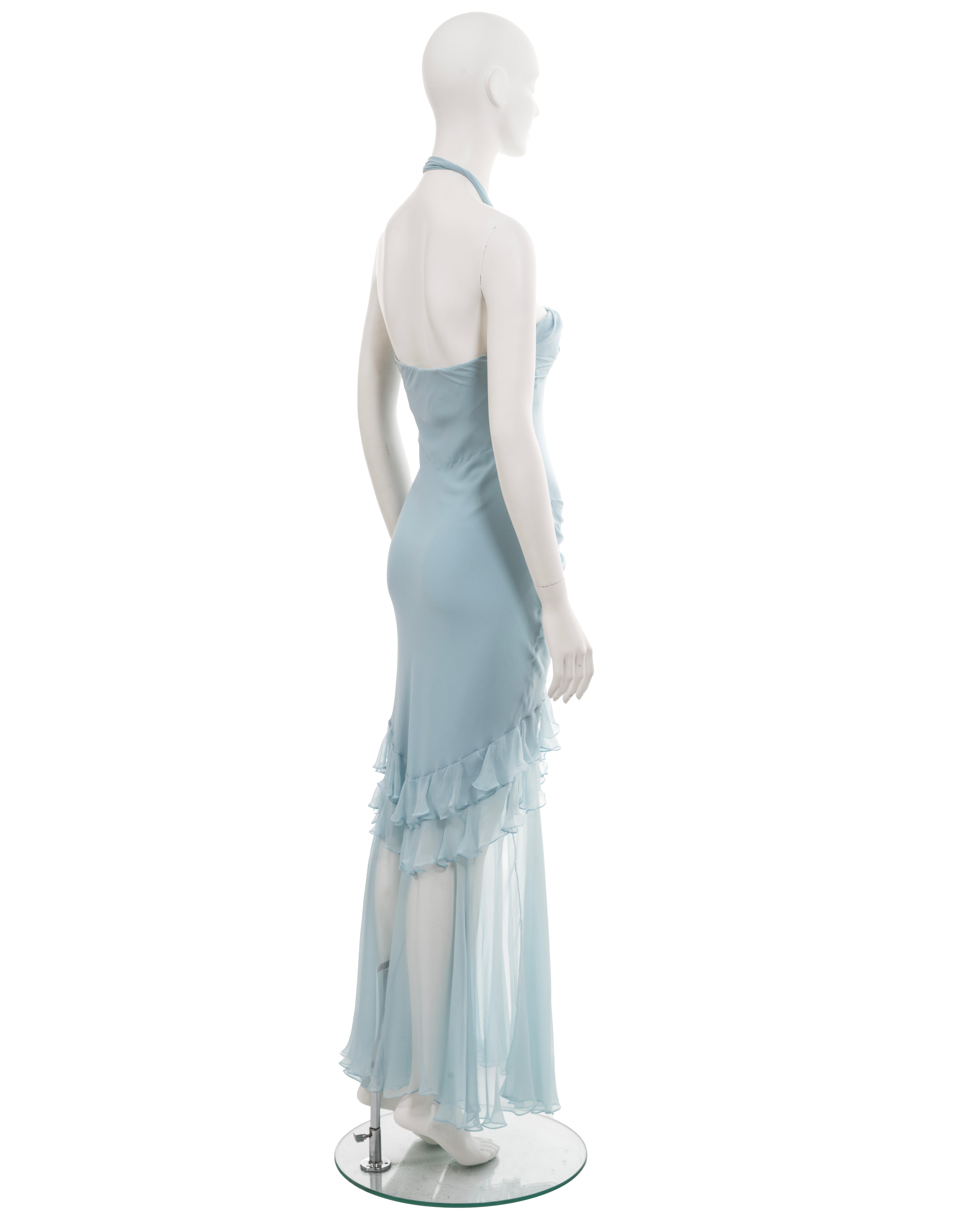Christian Dior by John Galliano blue silk halter neck evening dress, ss 2004 6