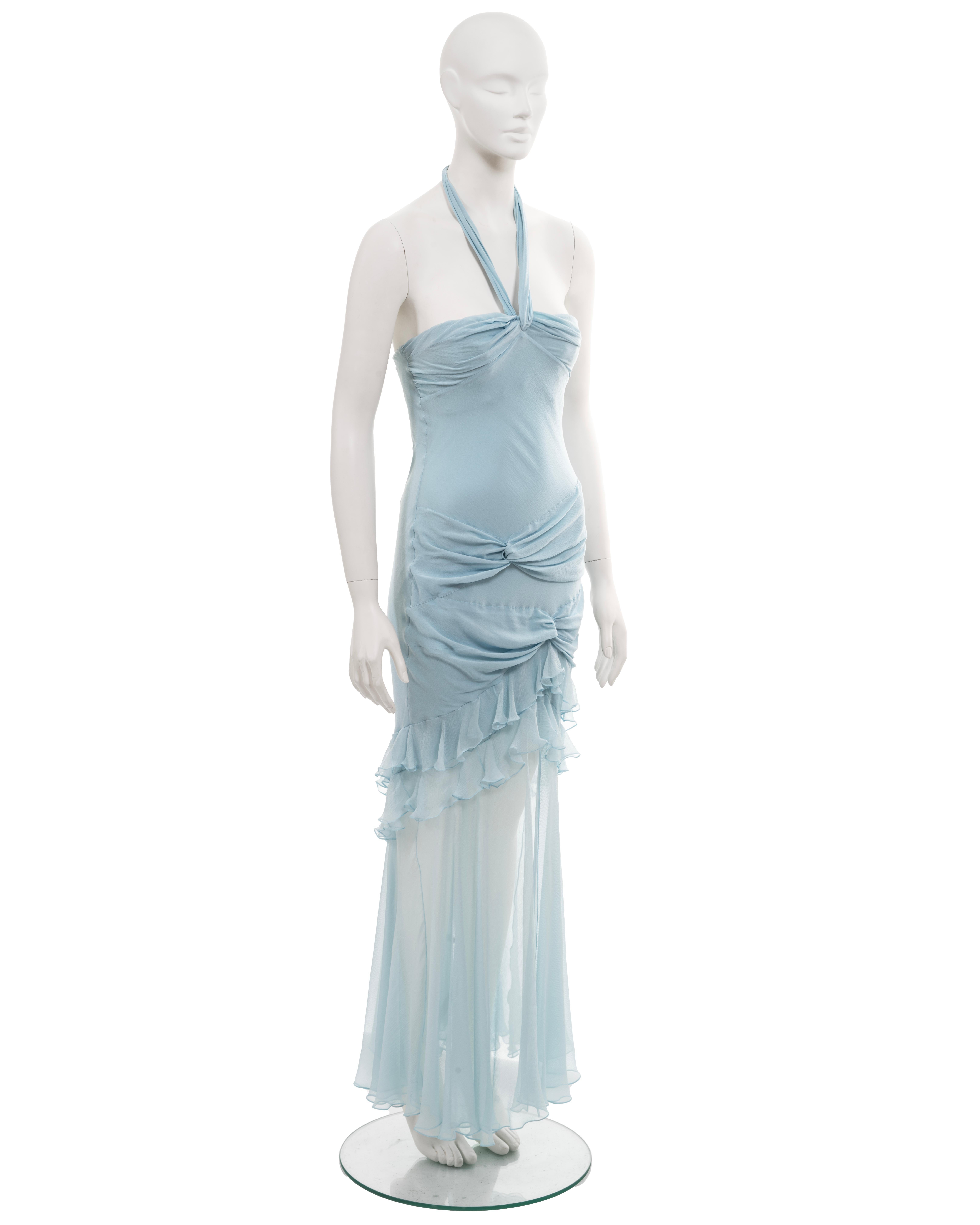 Christian Dior by John Galliano blue silk halter neck evening dress, ss 2004 7