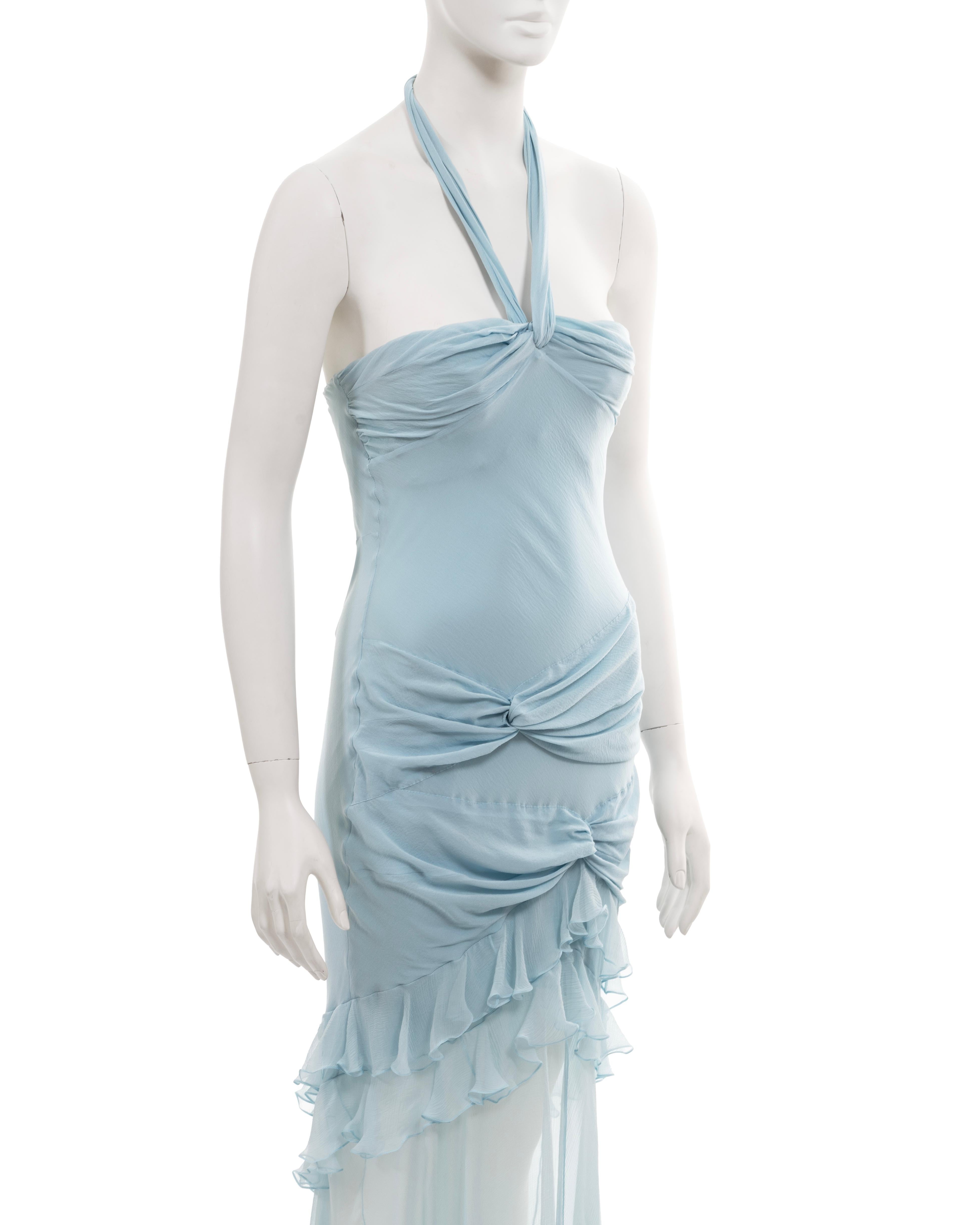 Christian Dior by John Galliano blue silk halter neck evening dress, ss 2004 8