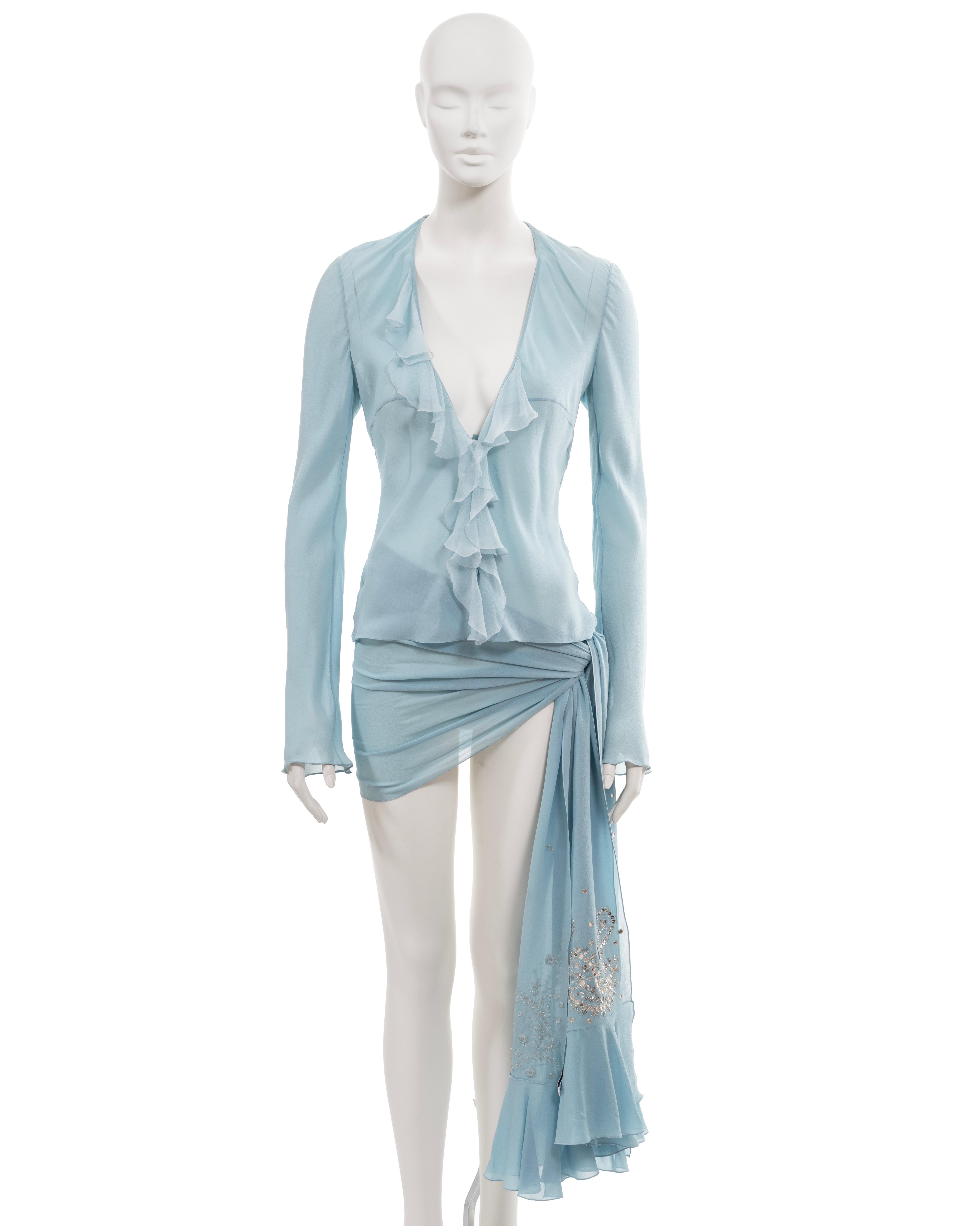 Christian Dior by John Galliano blue silk halter neck evening dress, ss 2004 9