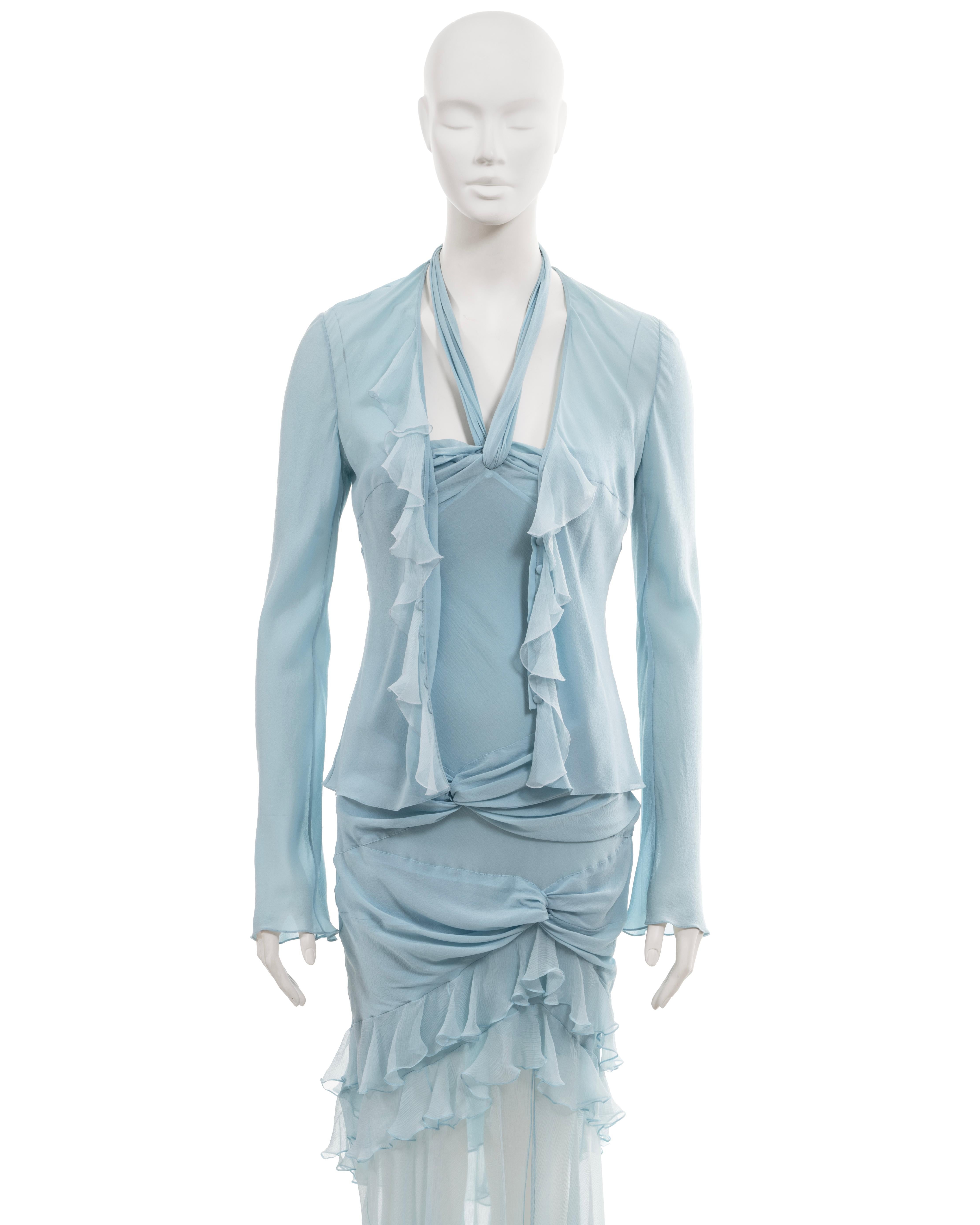 Christian Dior by John Galliano blue silk halter neck evening dress, ss 2004 1