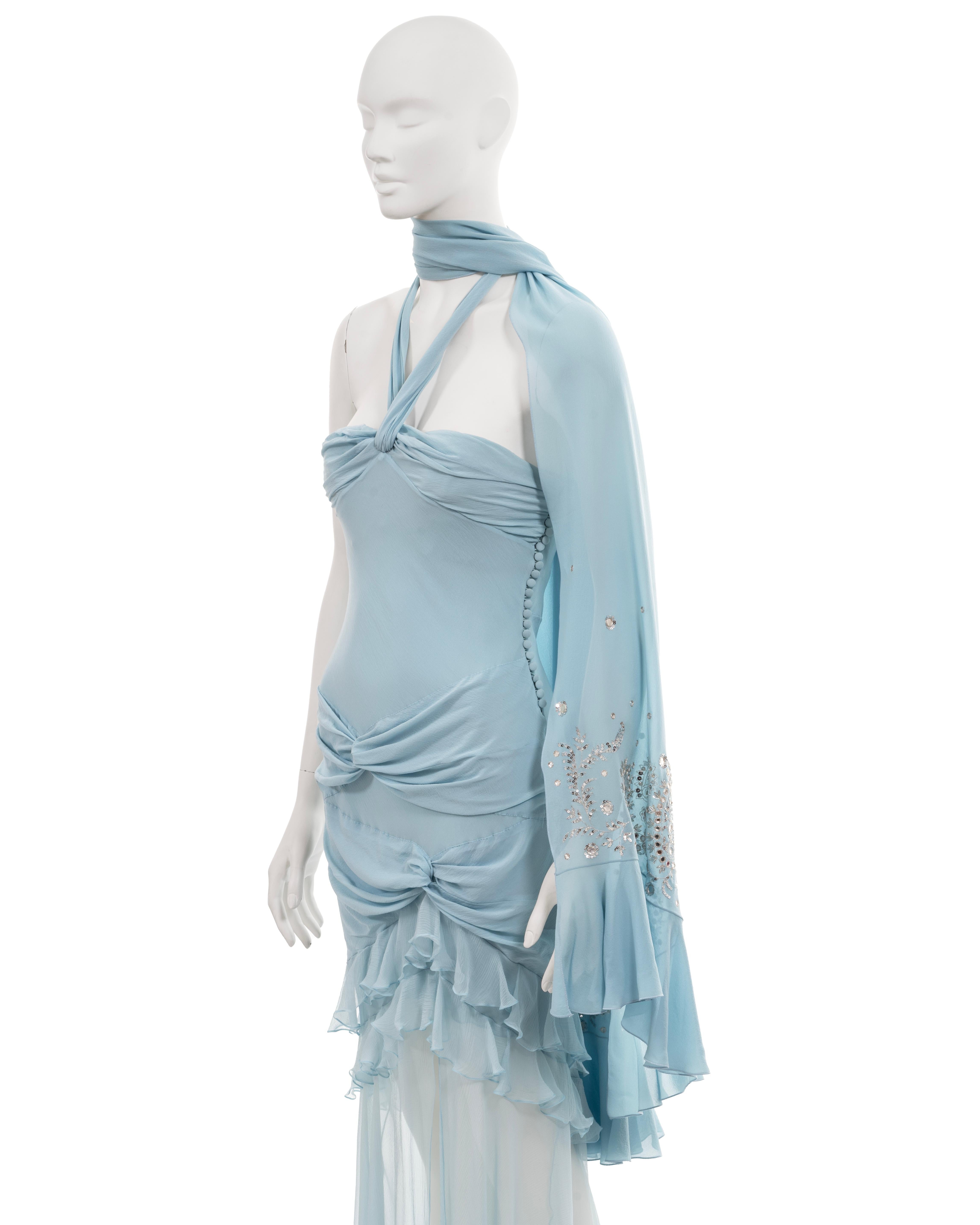 Christian Dior by John Galliano blue silk halter neck evening dress, ss 2004 3