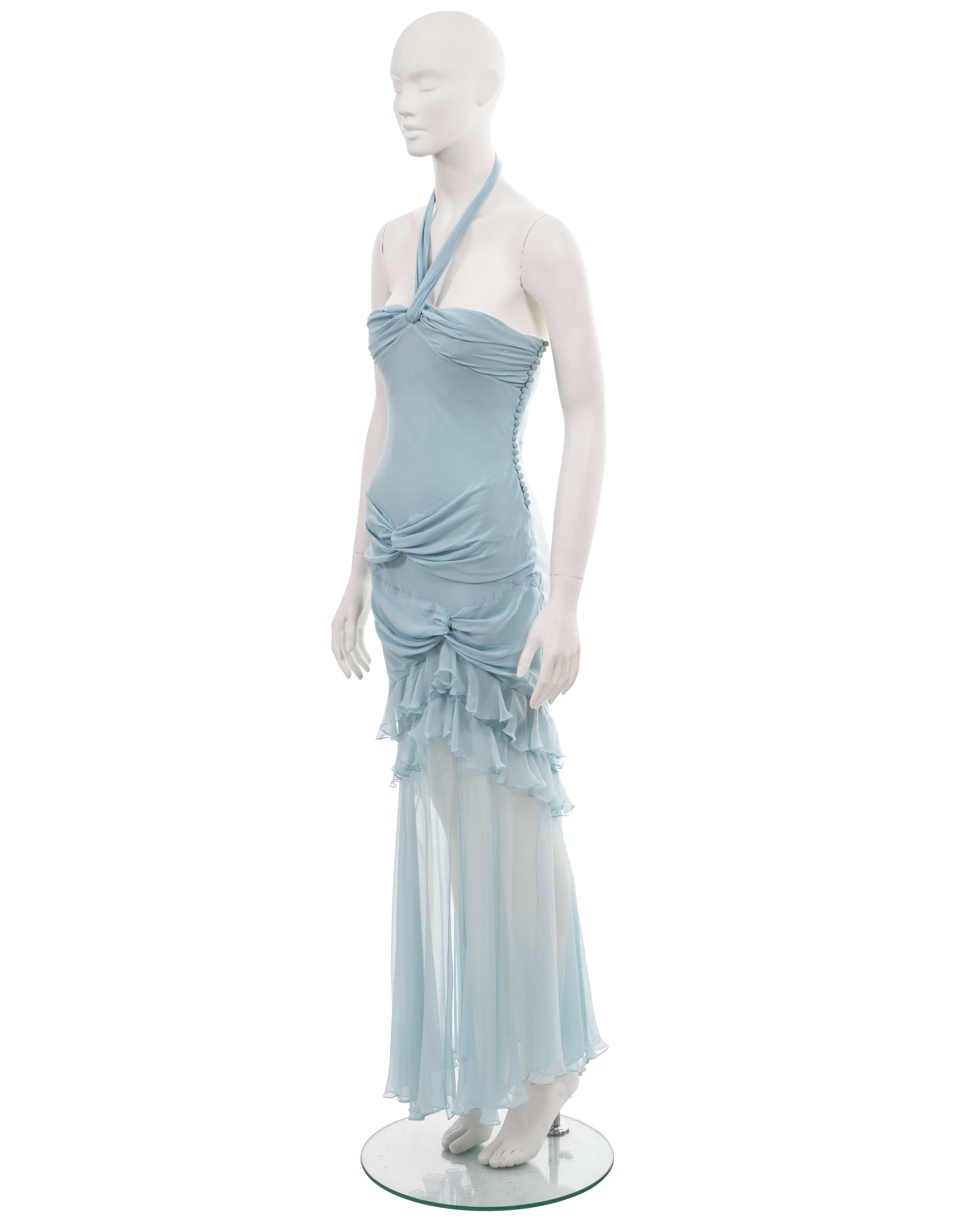 Christian Dior by John Galliano blue silk halter neck evening dress, ss 2004 4