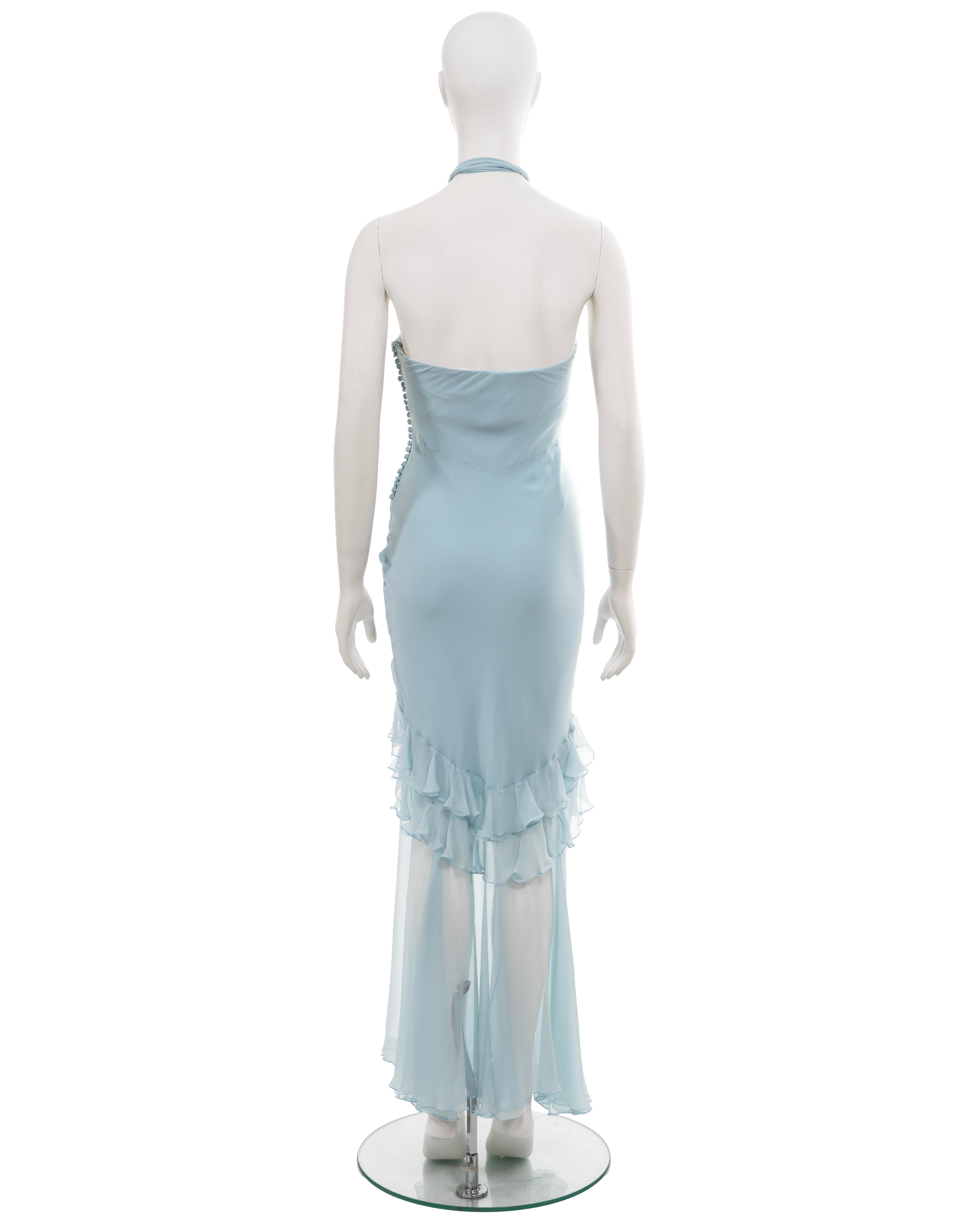 Christian Dior by John Galliano blue silk halter neck evening dress, ss 2004 5