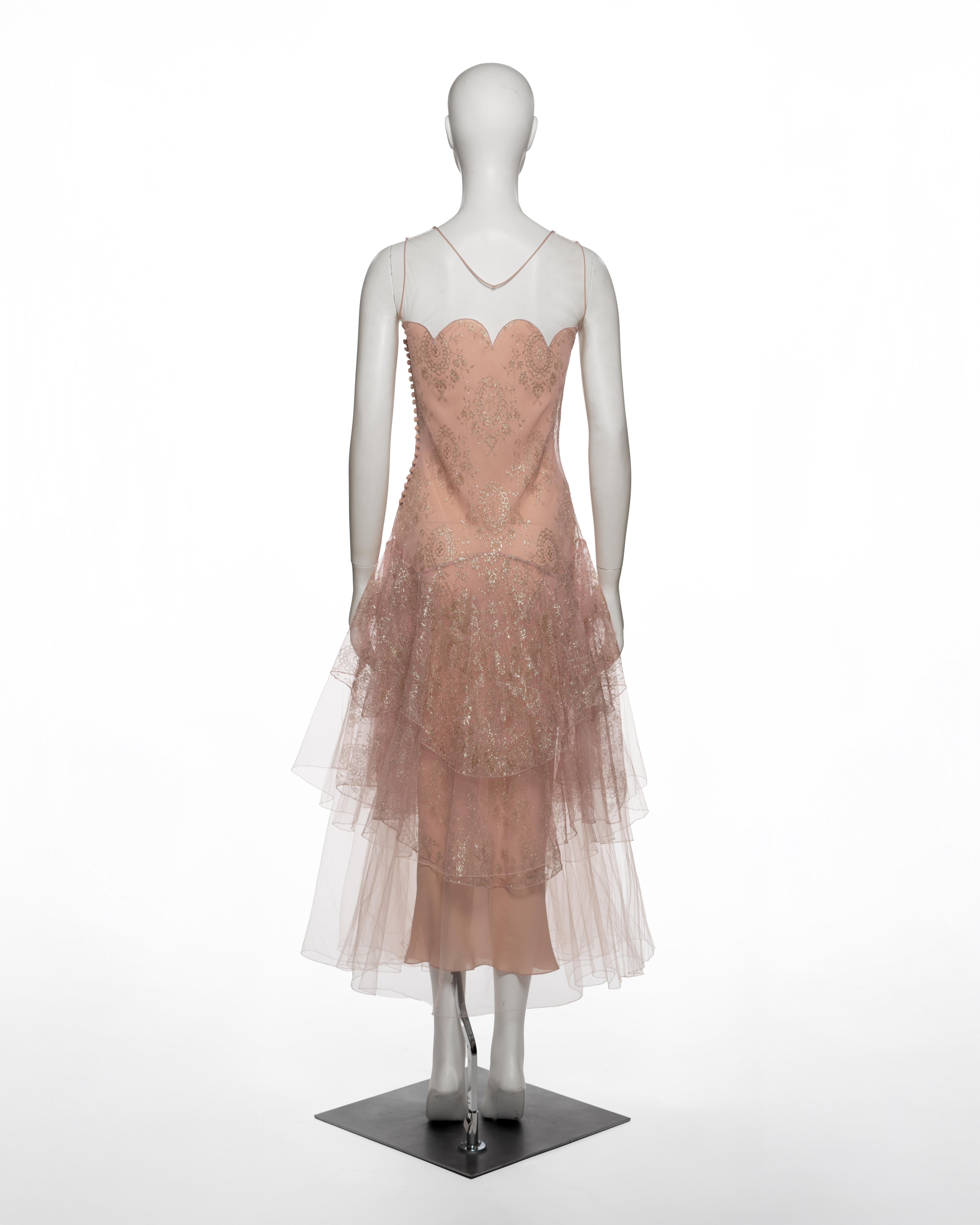 Christian Dior by John Galliano Blush Lace Tulle Evening Dress, FW 2002 For Sale 5