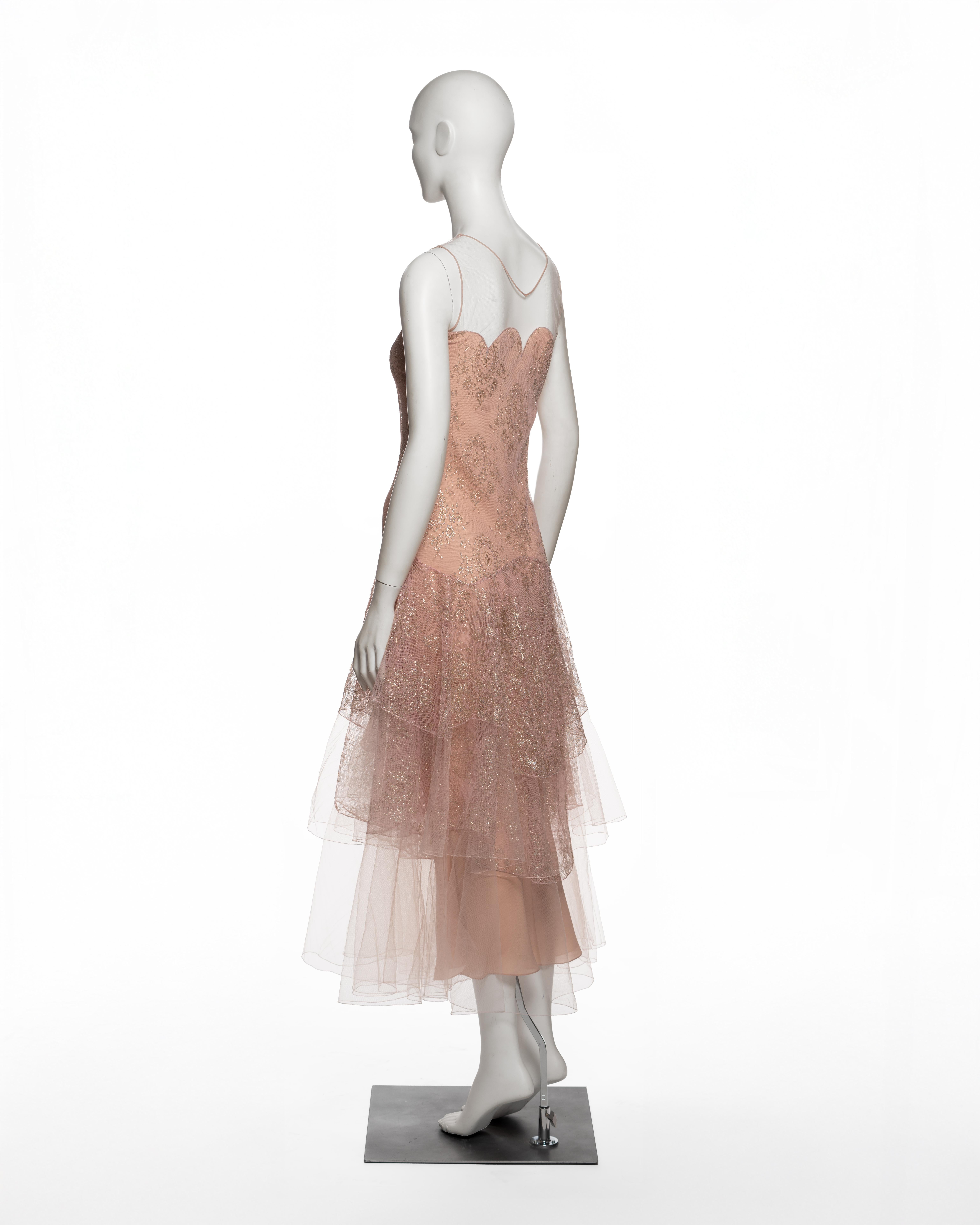 Christian Dior by John Galliano Blush Lace Tulle Evening Dress, FW 2002 For Sale 7