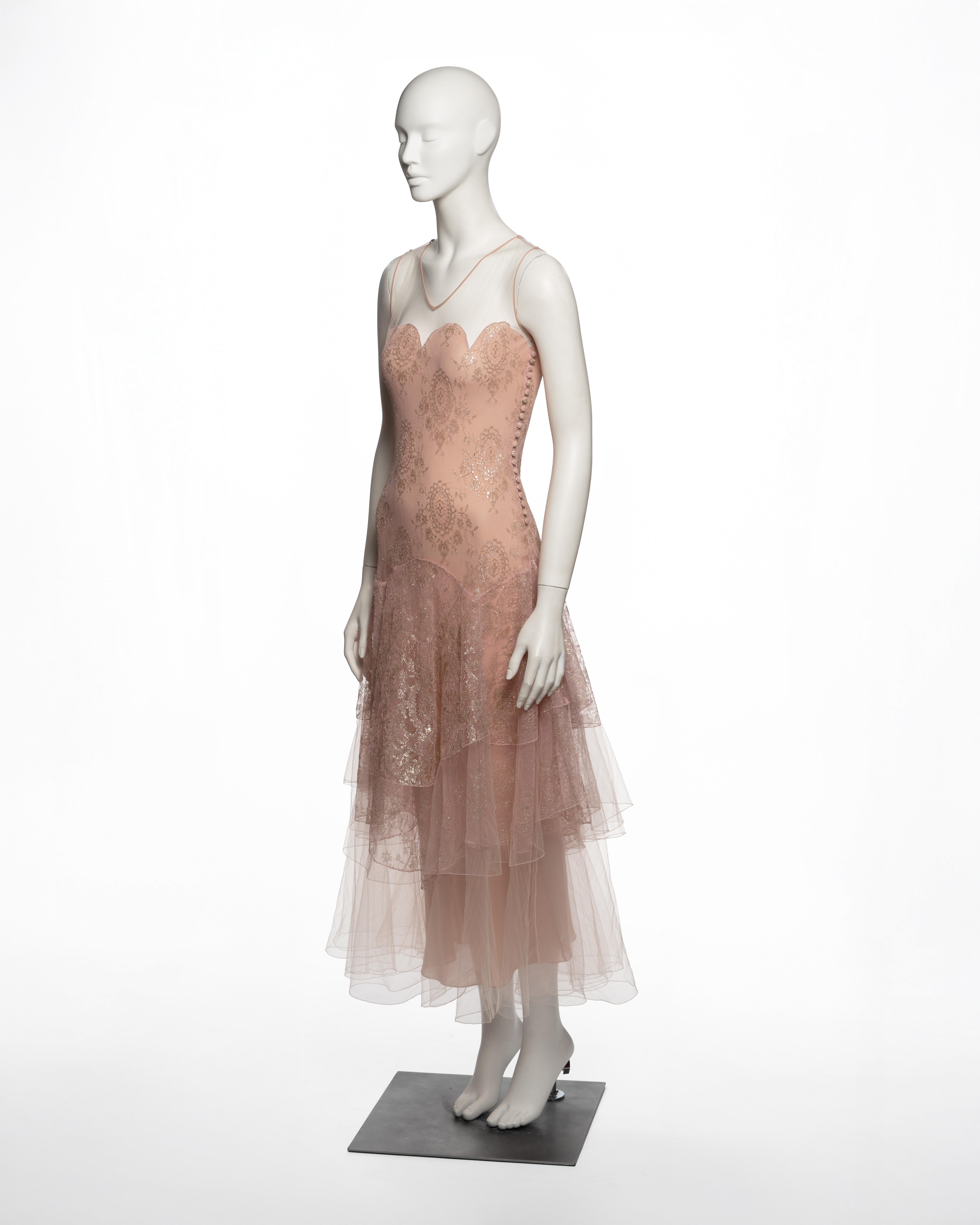 Christian Dior by John Galliano Blush Lace Tulle Evening Dress, FW 2002 For Sale 8
