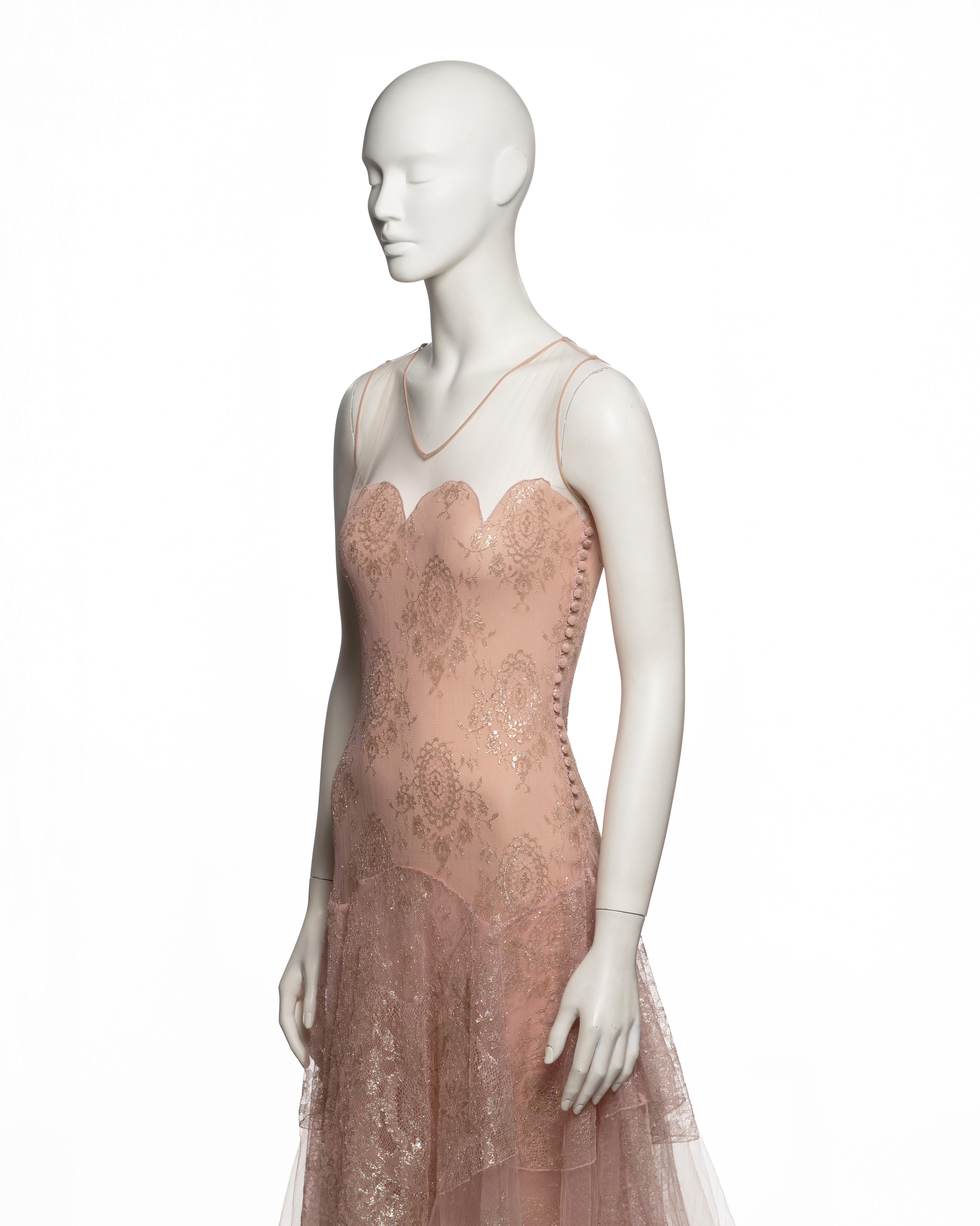 Christian Dior by John Galliano Blush Lace Tulle Evening Dress, FW 2002 For Sale 9