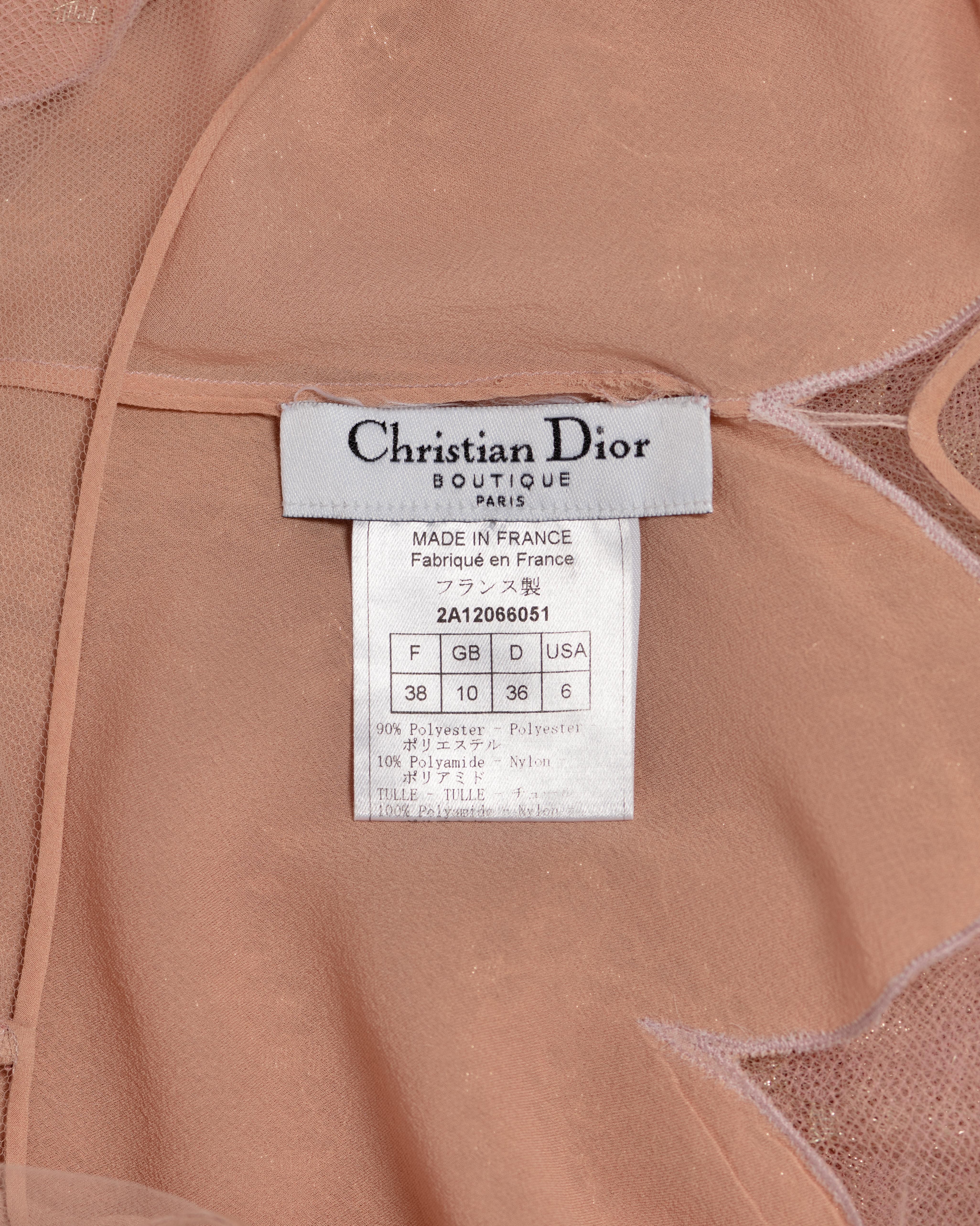 Christian Dior by John Galliano Blush Lace Tulle Evening Dress, FW 2002 For Sale 11