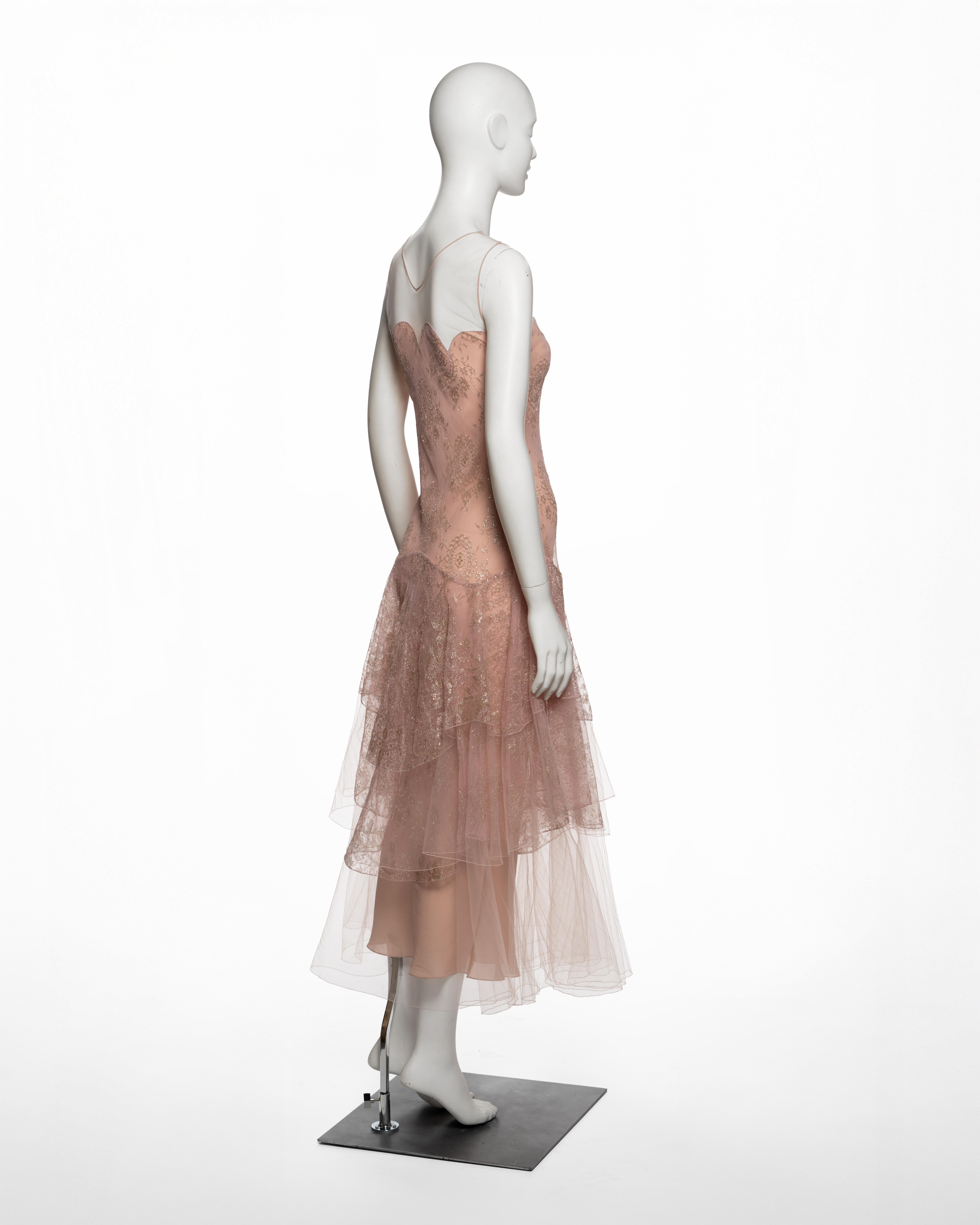 Christian Dior by John Galliano Blush Lace Tulle Evening Dress, FW 2002 For Sale 3