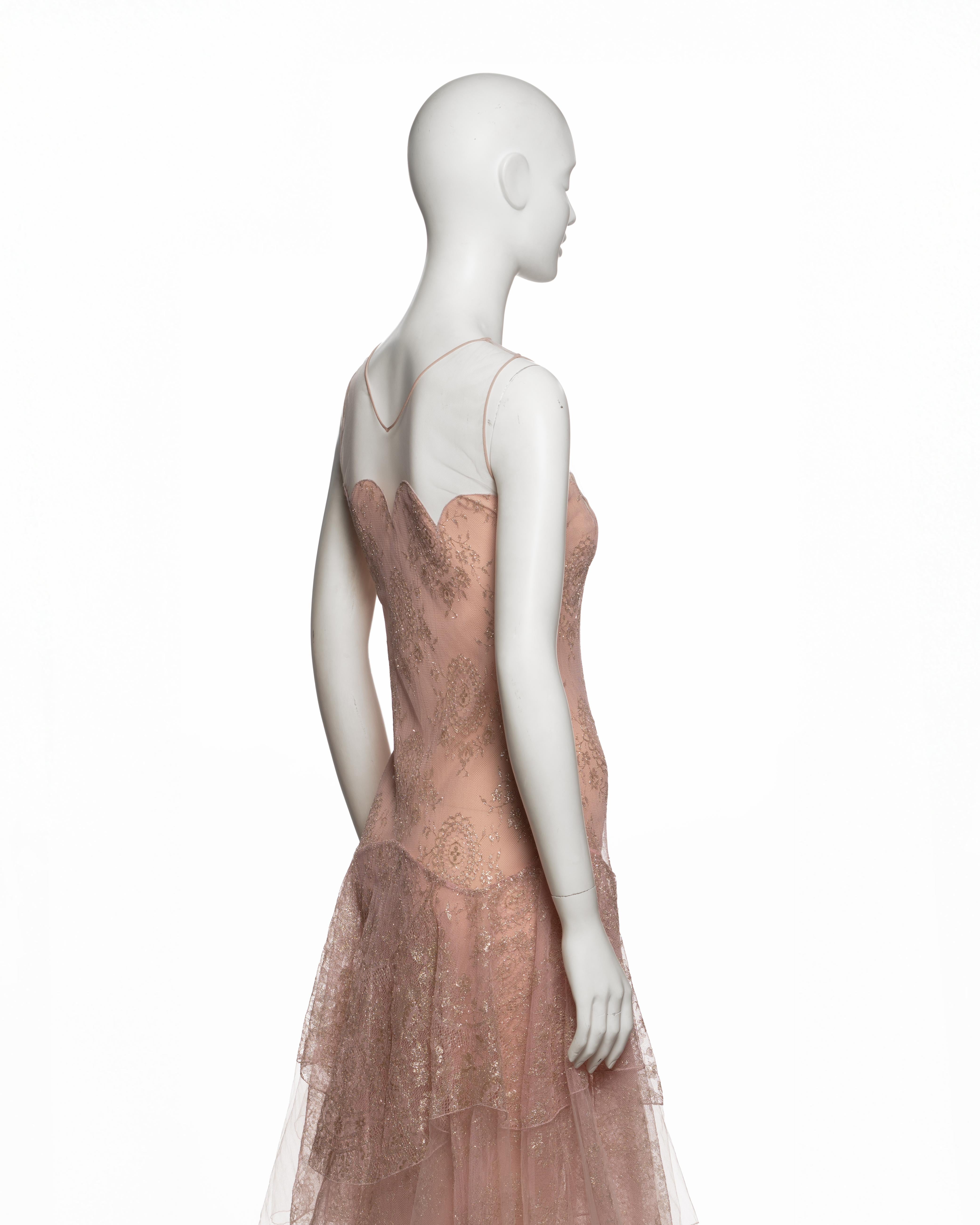Christian Dior by John Galliano Blush Lace Tulle Evening Dress, FW 2002 For Sale 4