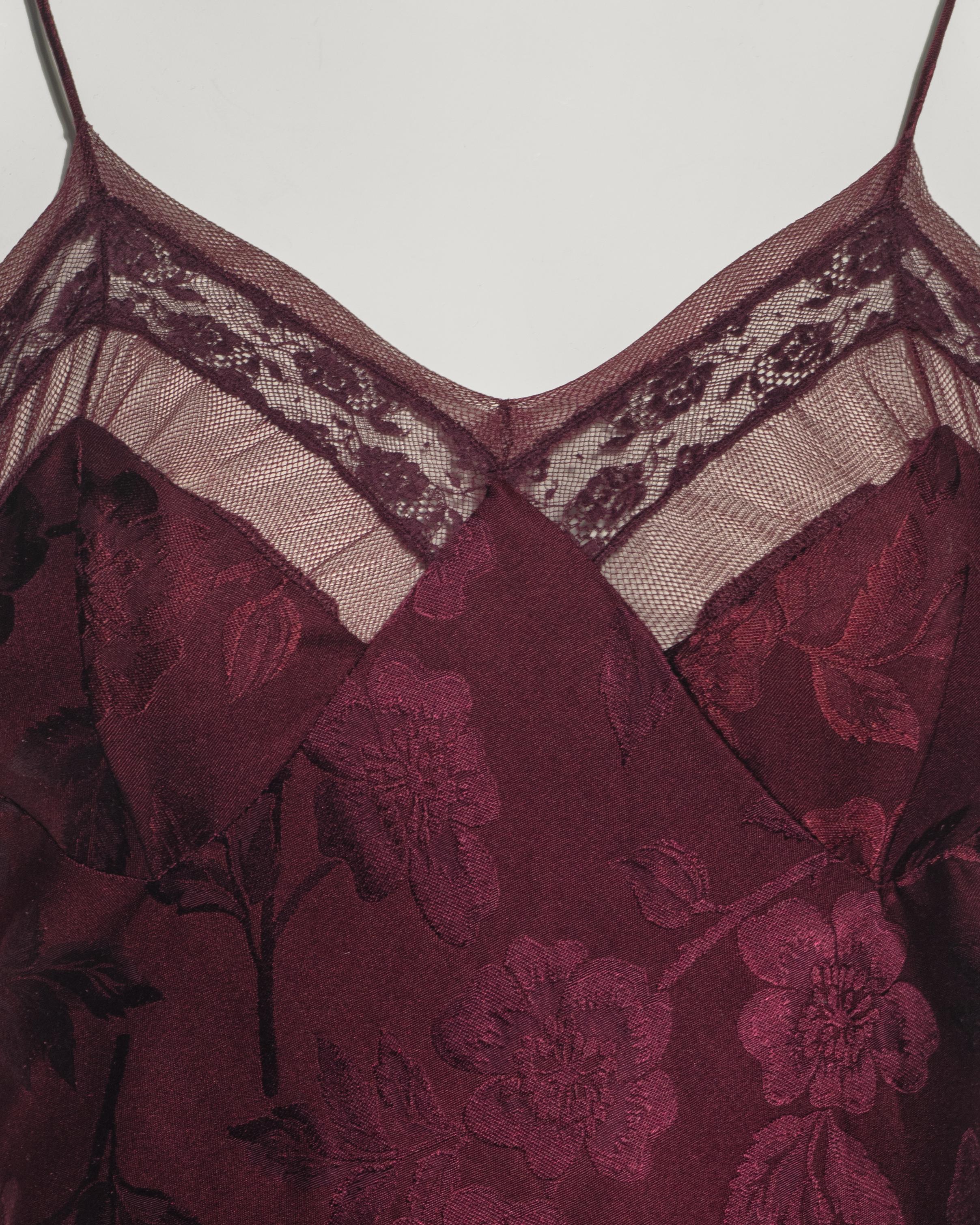 Christian Dior by John Galliano Bordeaux Red Floral Silk Evening Dress, fw 2005 In Excellent Condition In London, GB