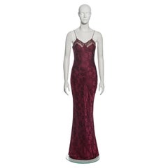 Christian Dior by John Galliano Bordeaux Rotes geblümtes Seiden-Abendkleid, H/W 2005