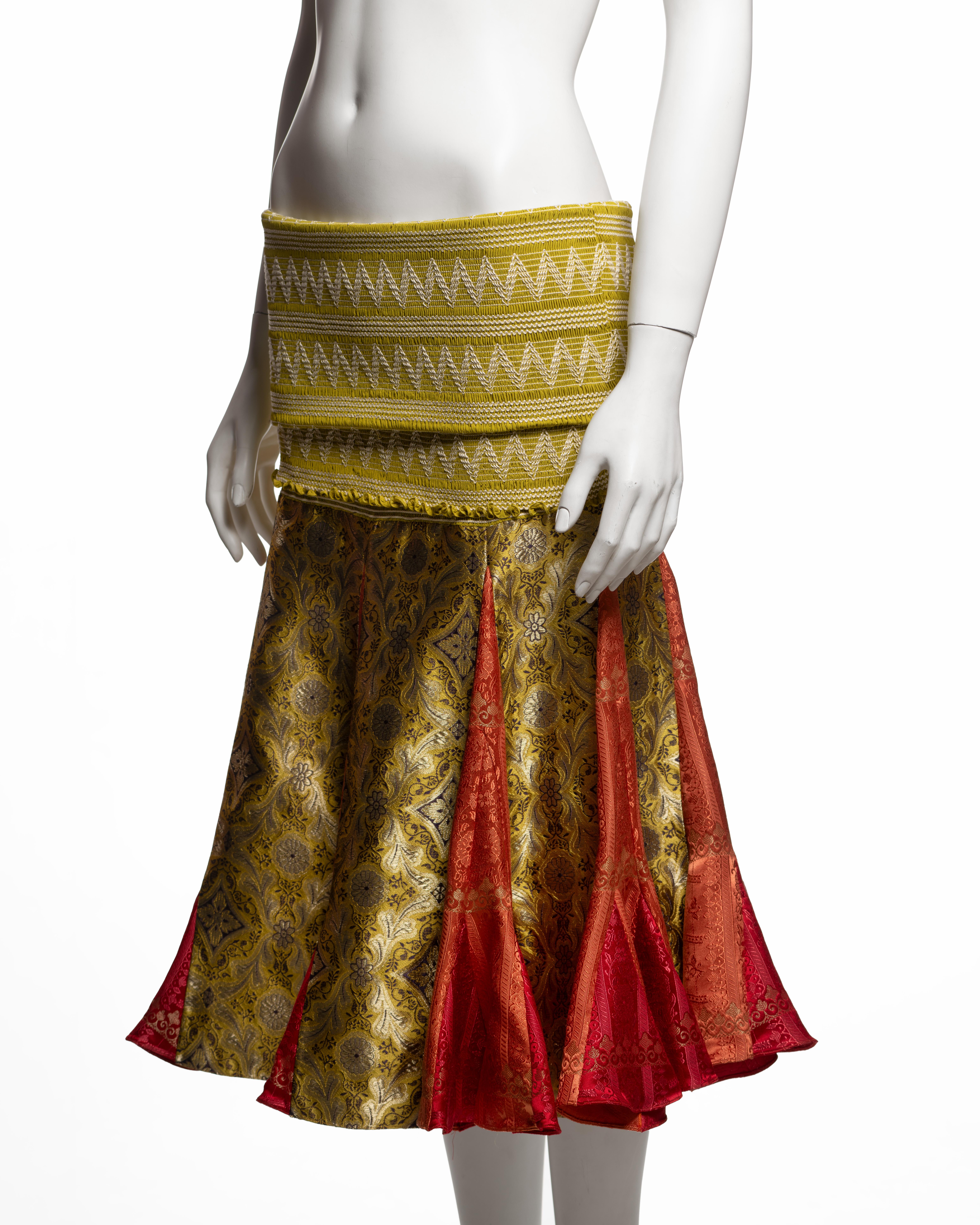 Christian Dior by John Galliano Brocade Godet Skirt with Smocked Waist, FW 2002 im Angebot 5