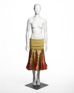 Christian Dior by John Galliano Brocade Godet Skirt with Smocked Waist, FW 2002