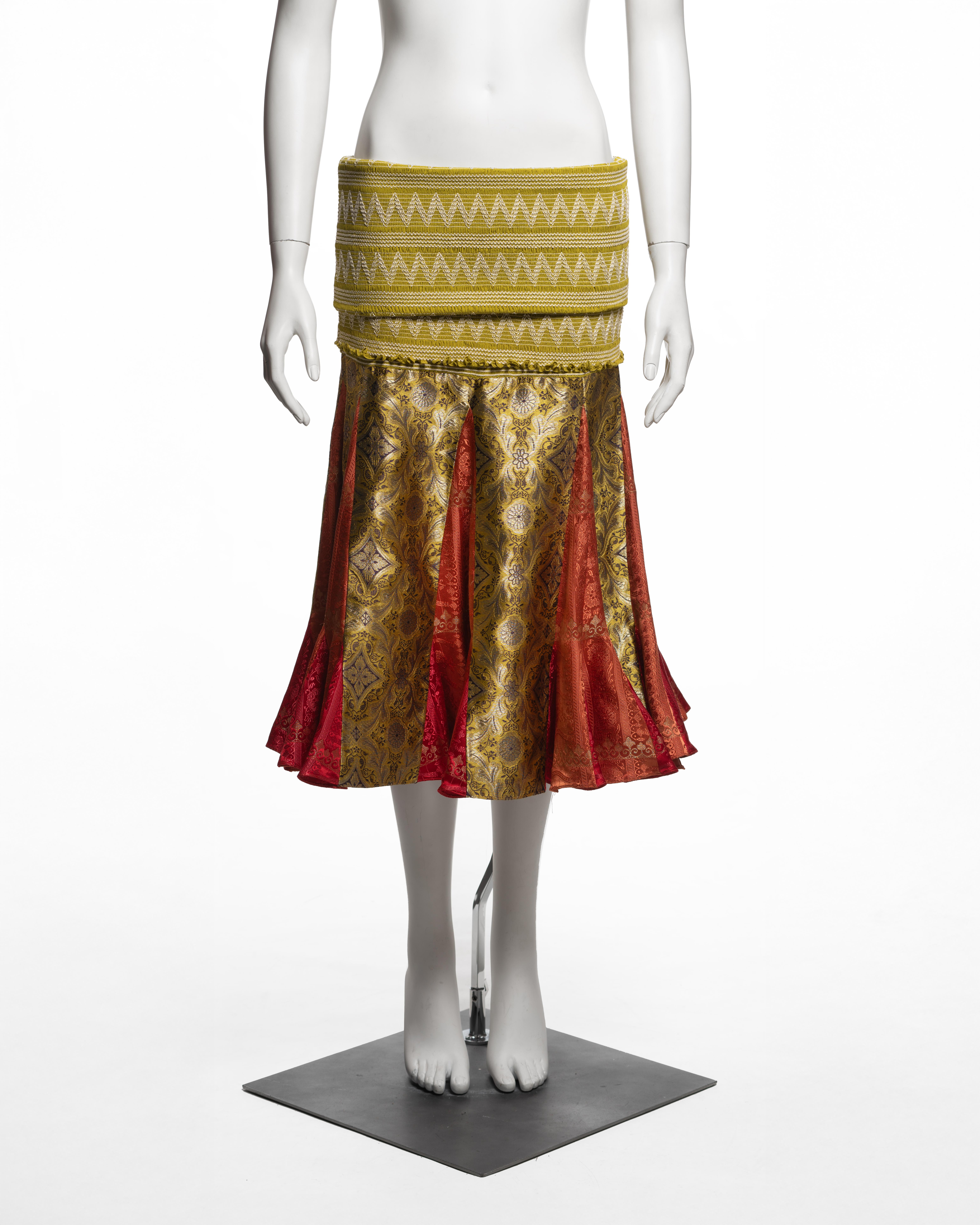 Christian Dior by John Galliano Brocade Godet Skirt with Smocked Waist, FW 2002 im Zustand „Hervorragend“ im Angebot in London, GB
