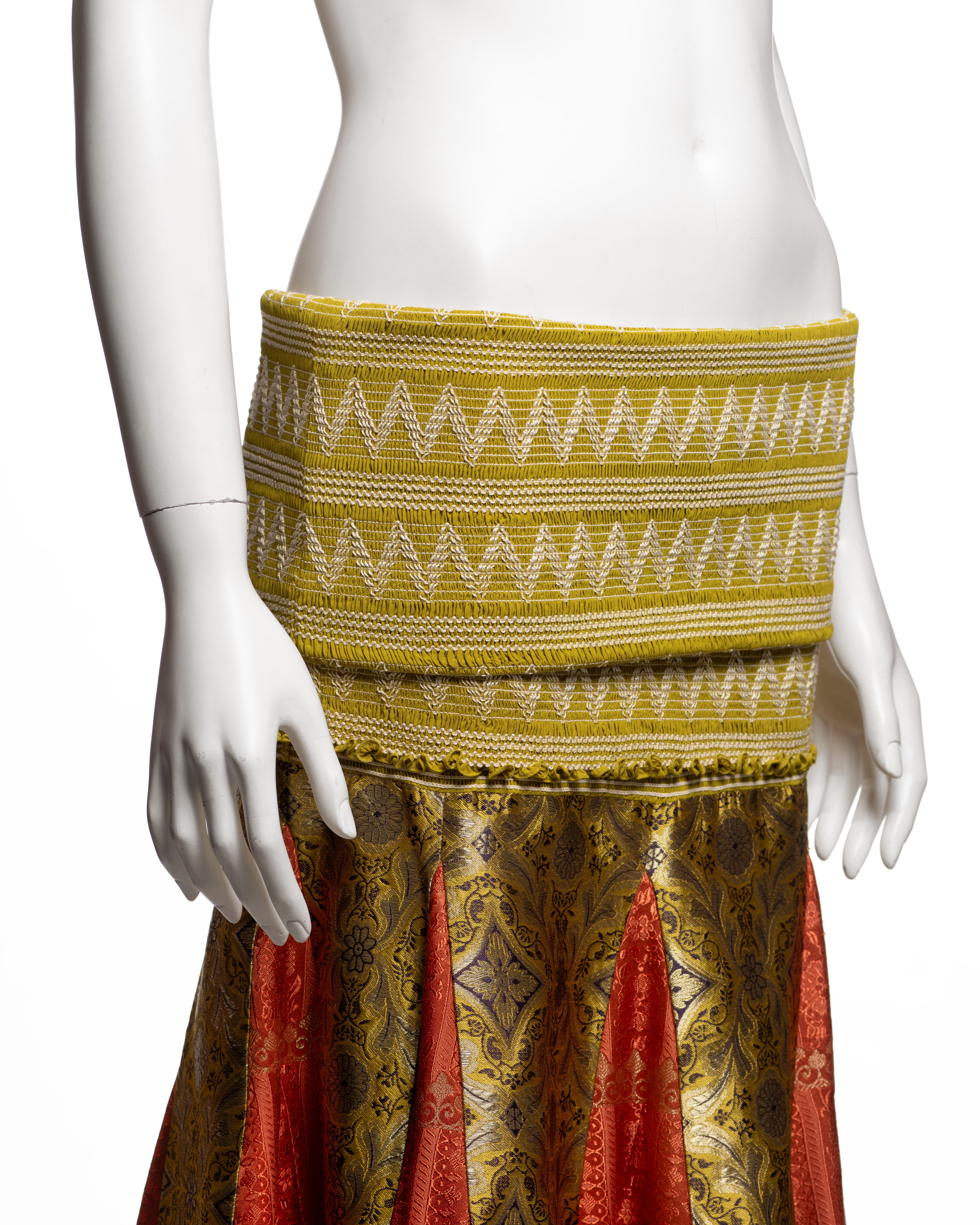 Christian Dior by John Galliano Brocade Godet Skirt with Smocked Waist, FW 2002 im Angebot 1