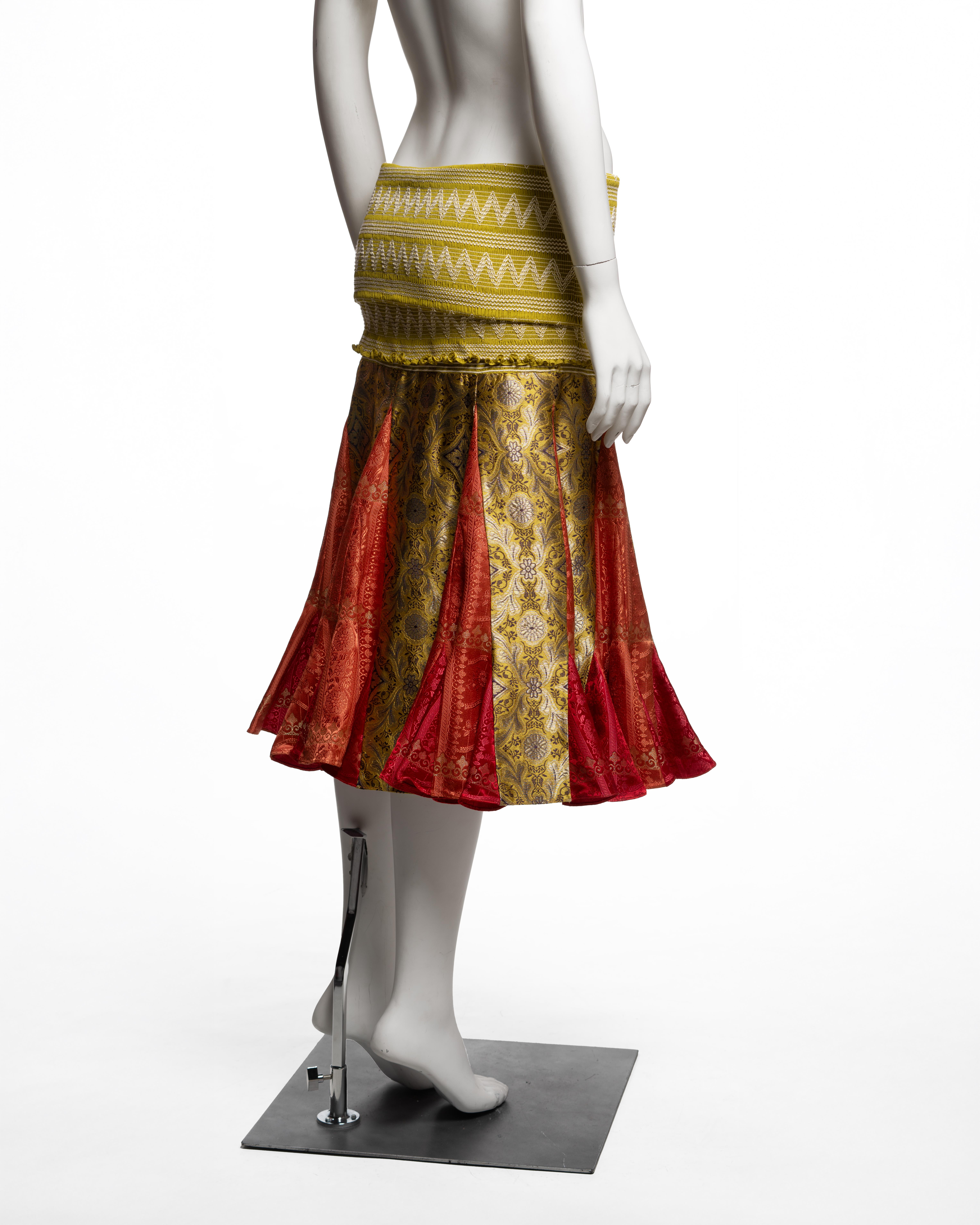 Christian Dior by John Galliano Brocade Godet Skirt with Smocked Waist, FW 2002 im Angebot 2