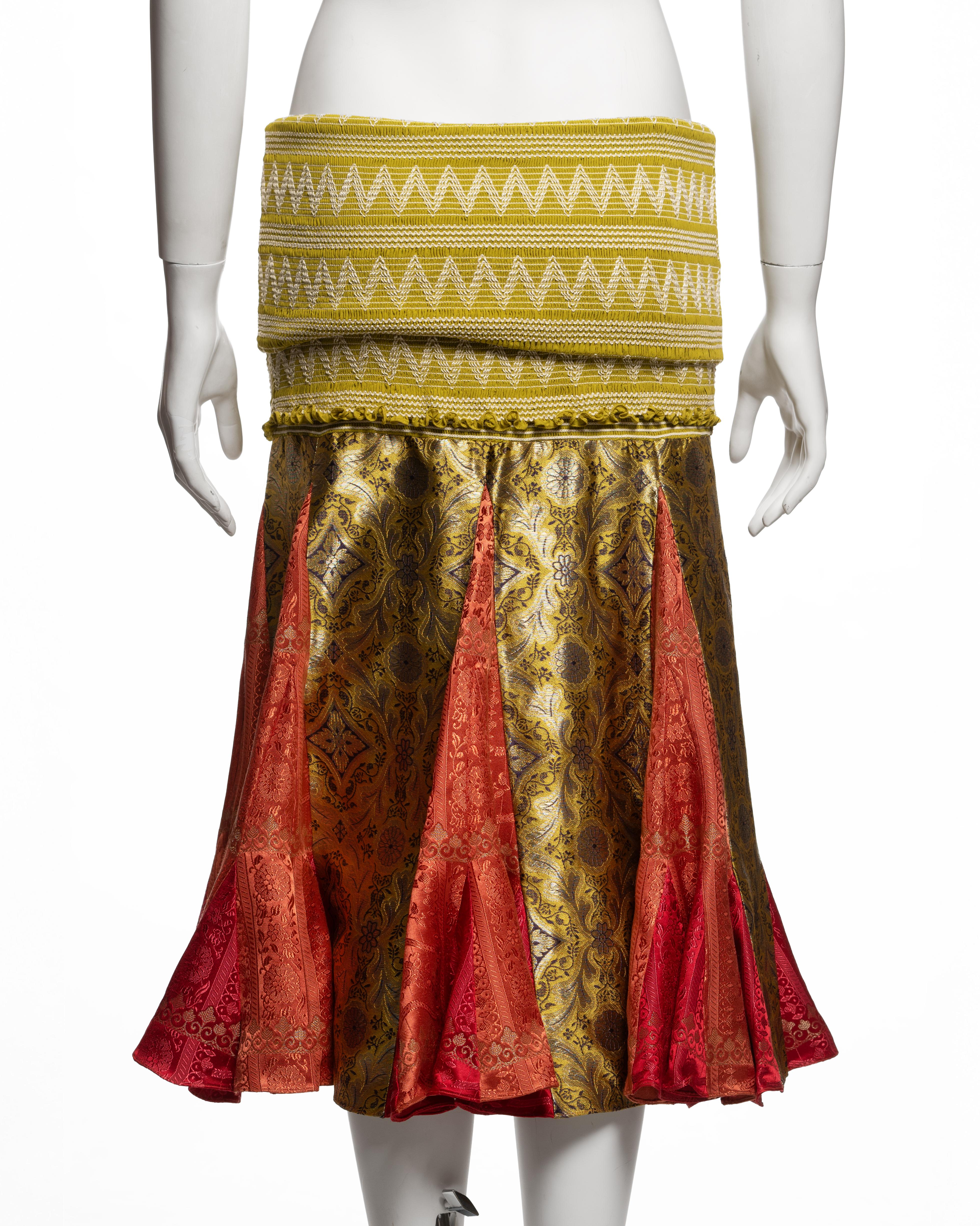 Christian Dior by John Galliano Brocade Godet Skirt with Smocked Waist, FW 2002 im Angebot 4