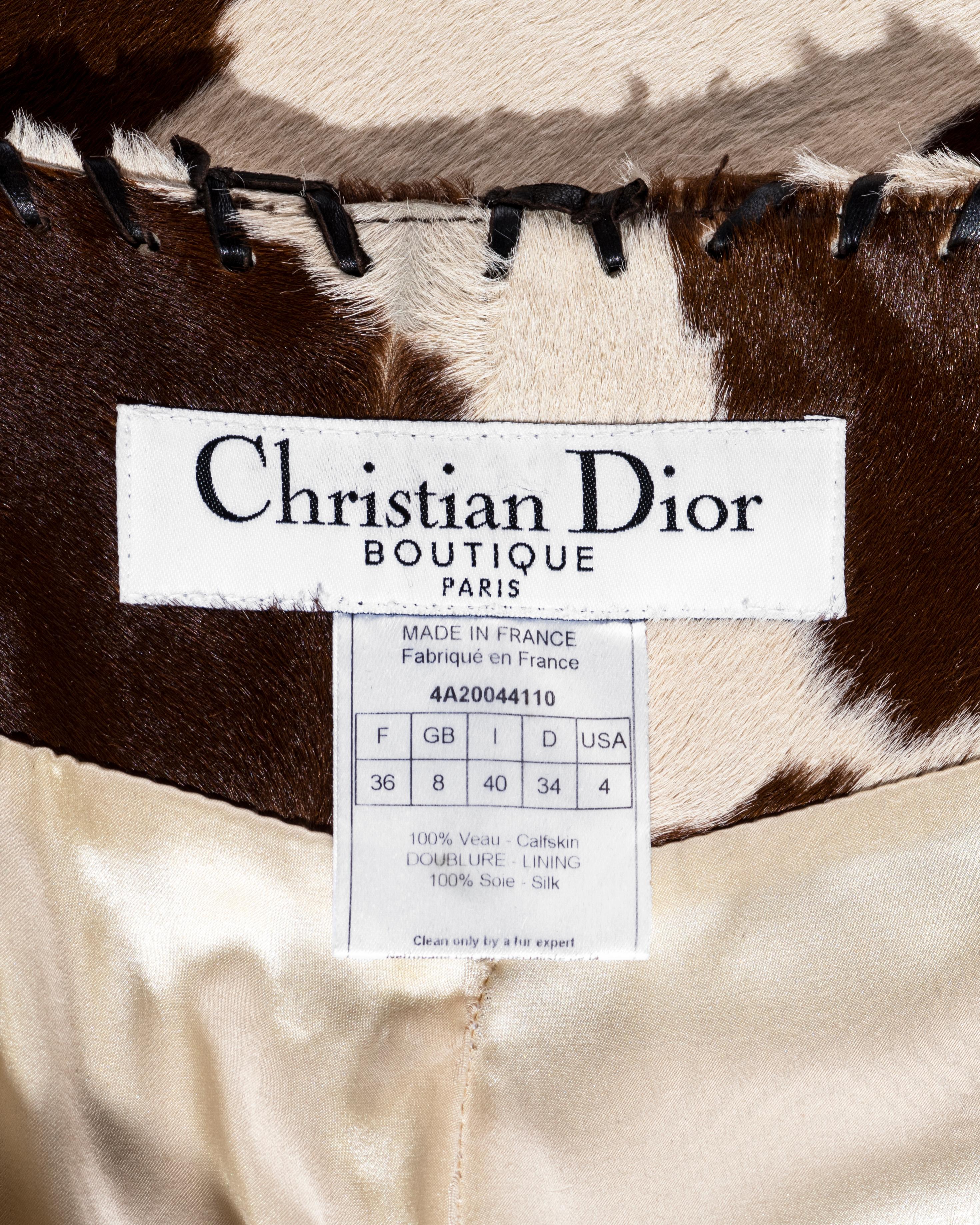 Women's Christian Dior by John Galliano brown and cream calfskin leather pants, fw 2004