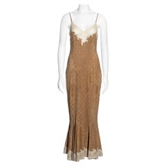 Christian Dior by John Galliano Robe en daim et dentelle marron et crème, FW 1999
