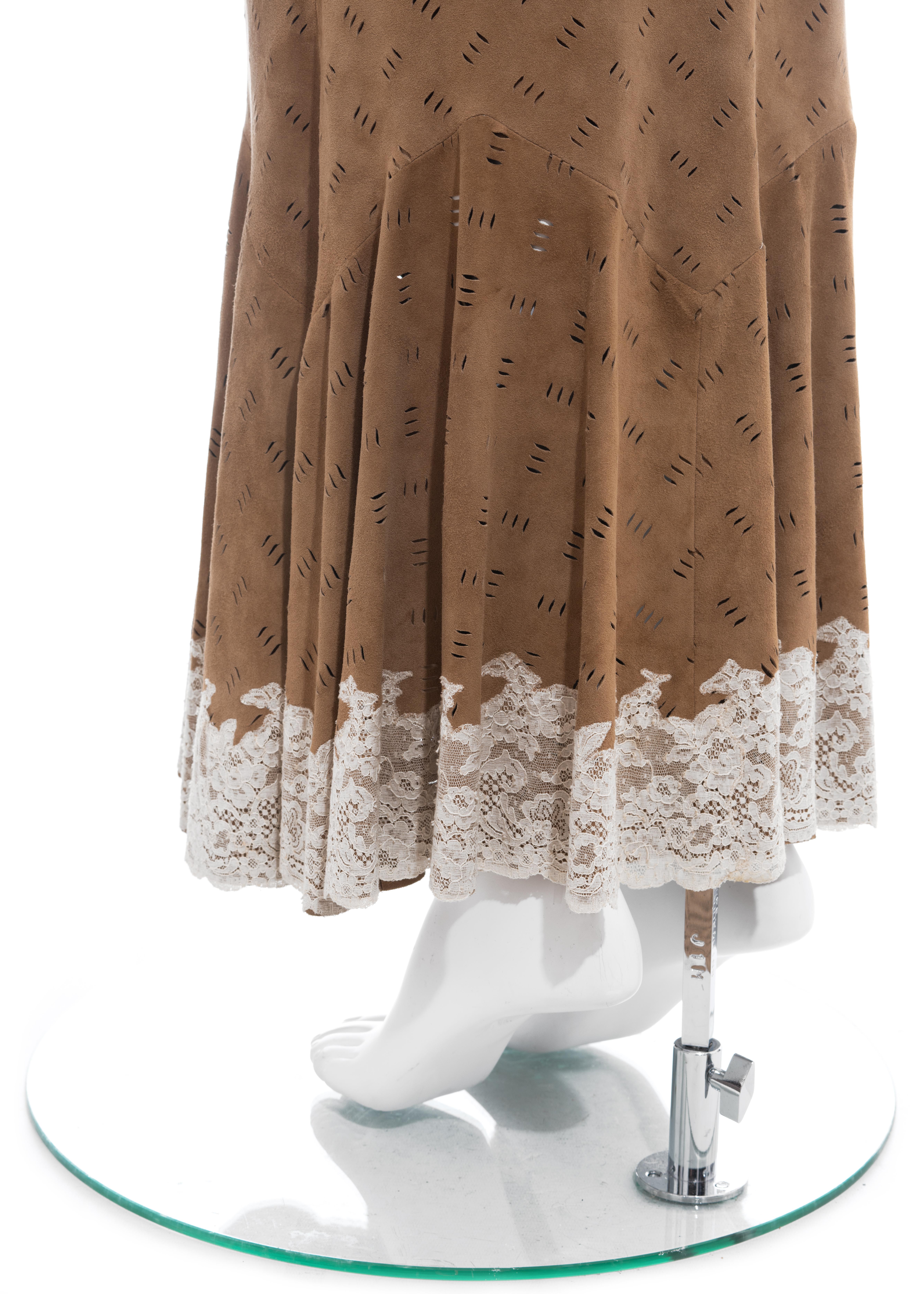 Christian Dior by John Galliano Brown and Cream Suede Dress and Jacket, FW 1999 For Sale 4