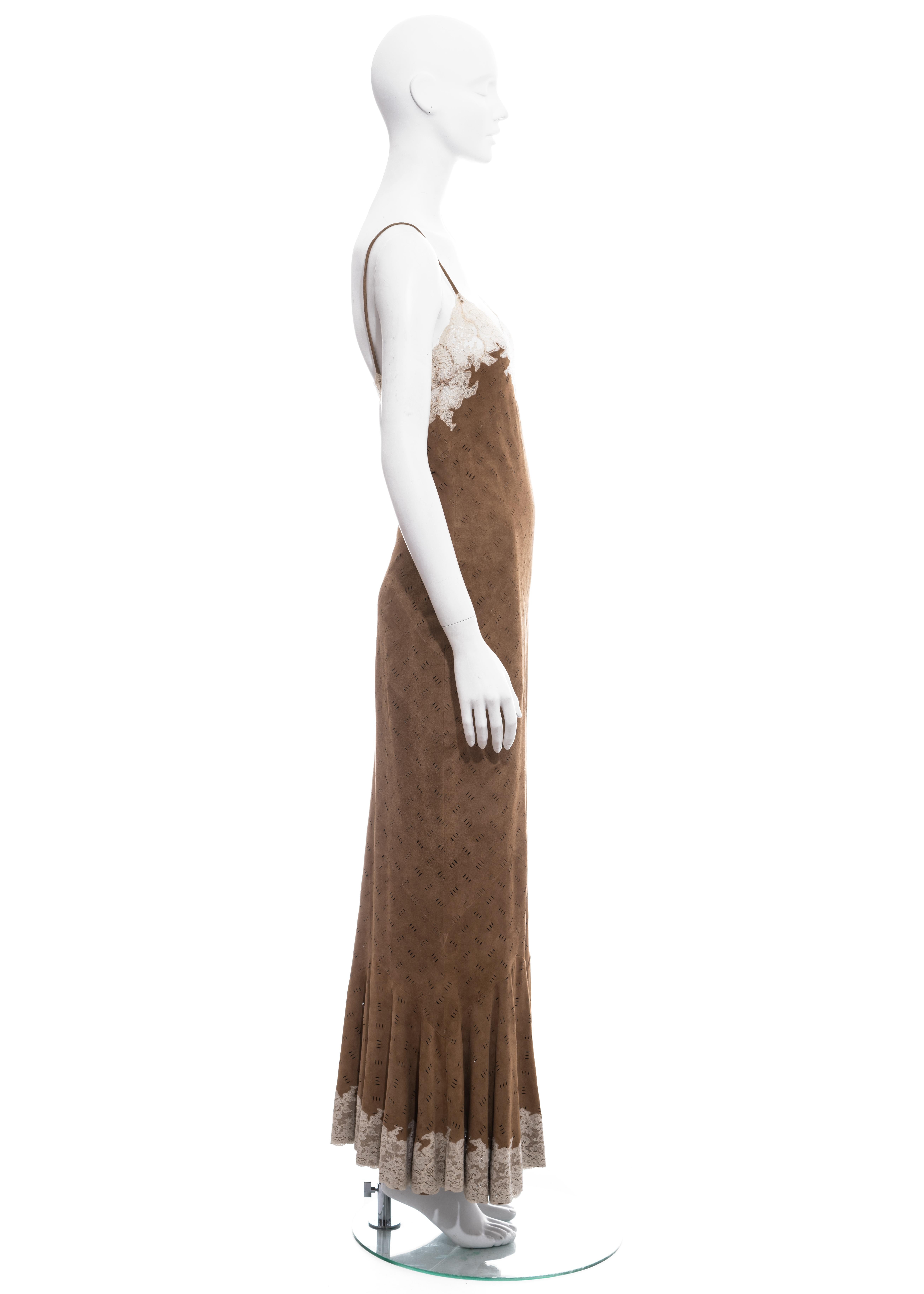 Christian Dior by John Galliano Brown and Cream Suede Dress and Jacket, FW 1999 For Sale 1