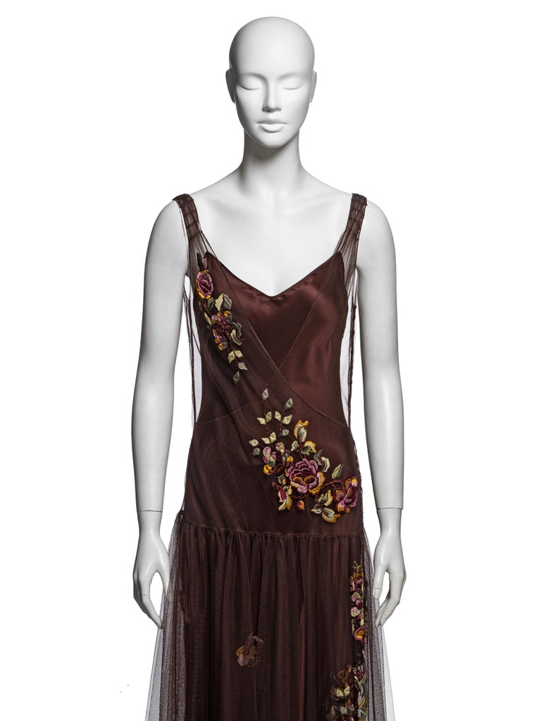 dior brown dress FWRD Renew Dior Mini Dress in Brown