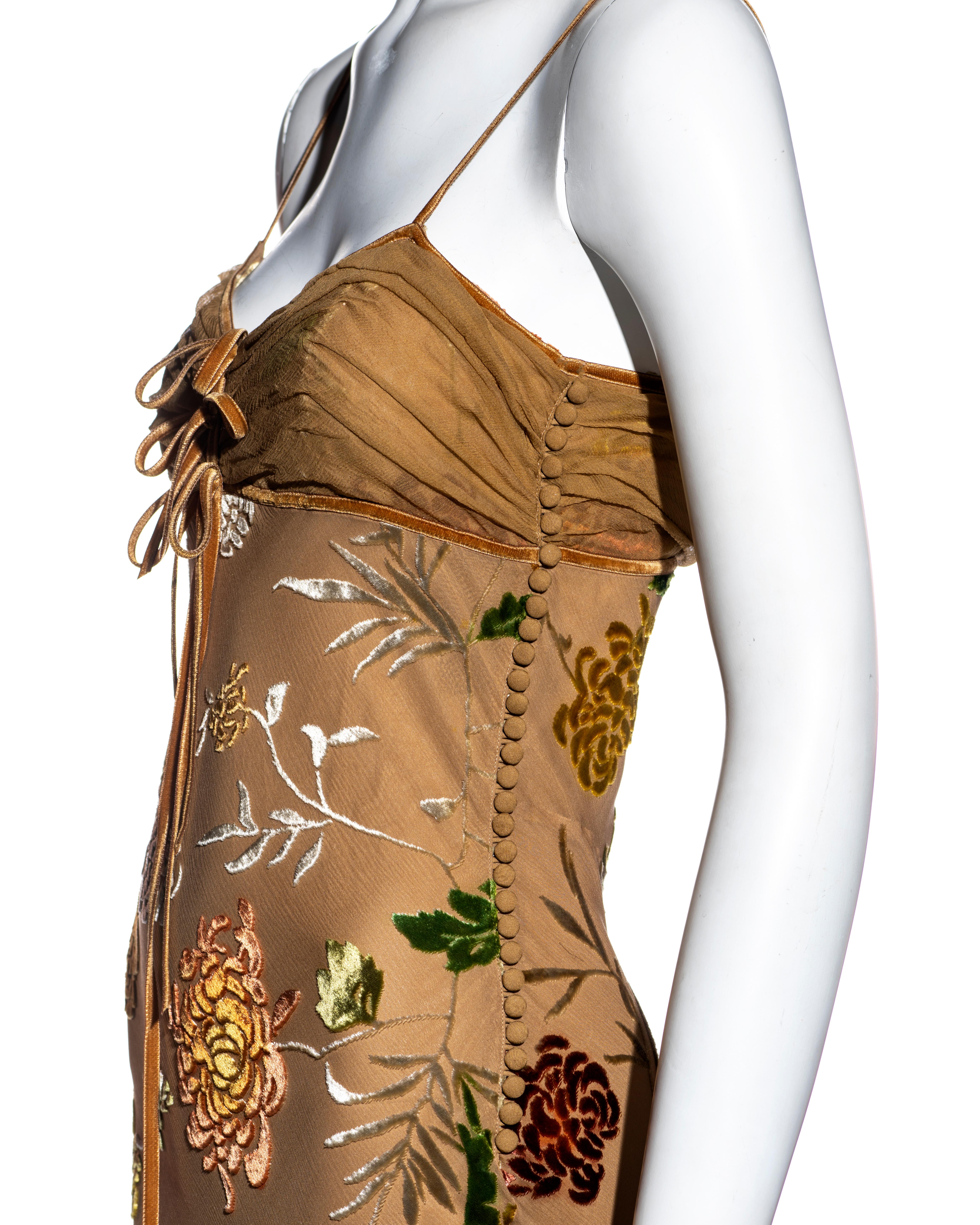 Christian Dior by John Galliano brown floral silk devoré maxi dress, ss 2006 In Excellent Condition In London, GB
