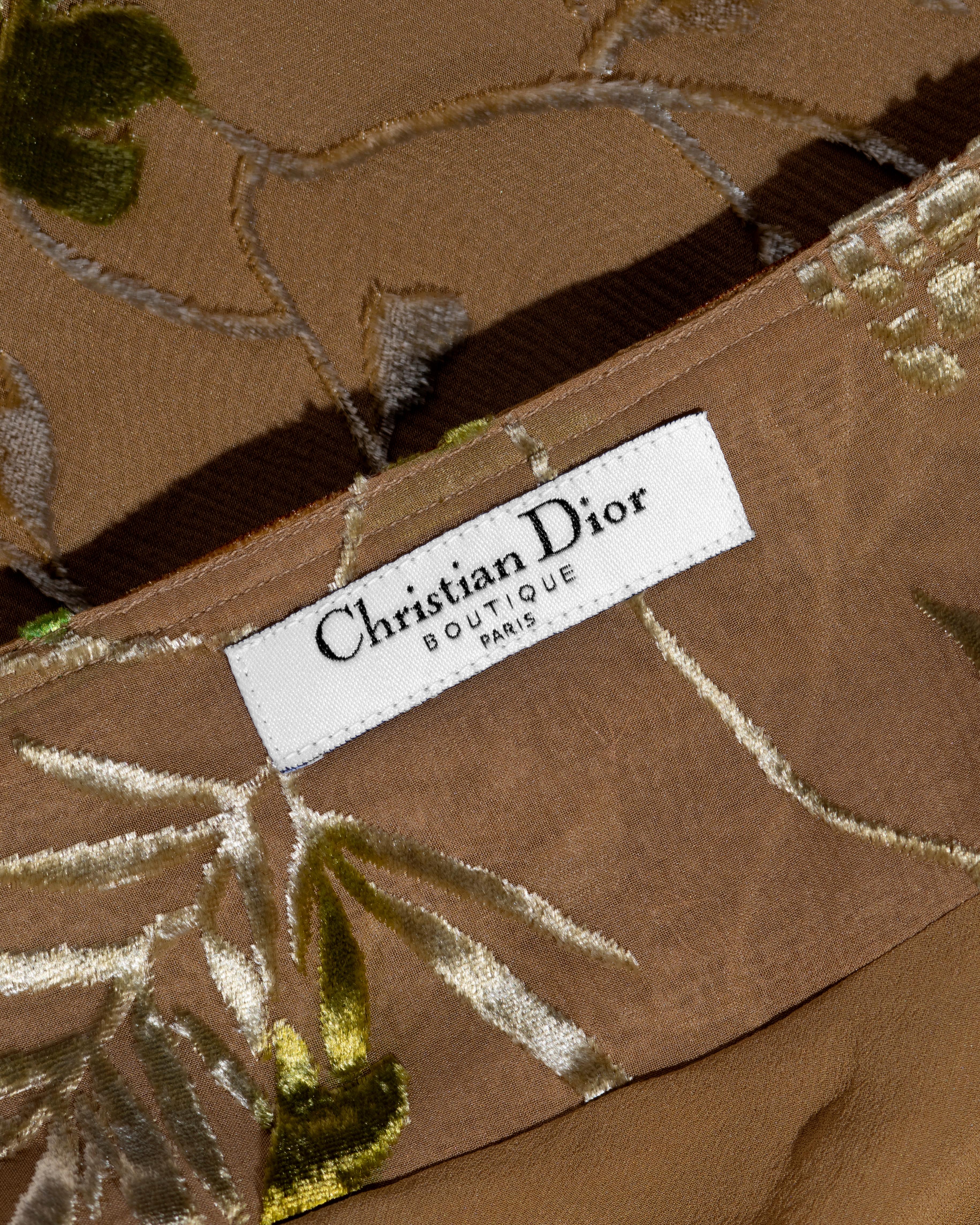 Christian Dior by John Galliano brown floral silk devoré maxi dress, ss 2006 1