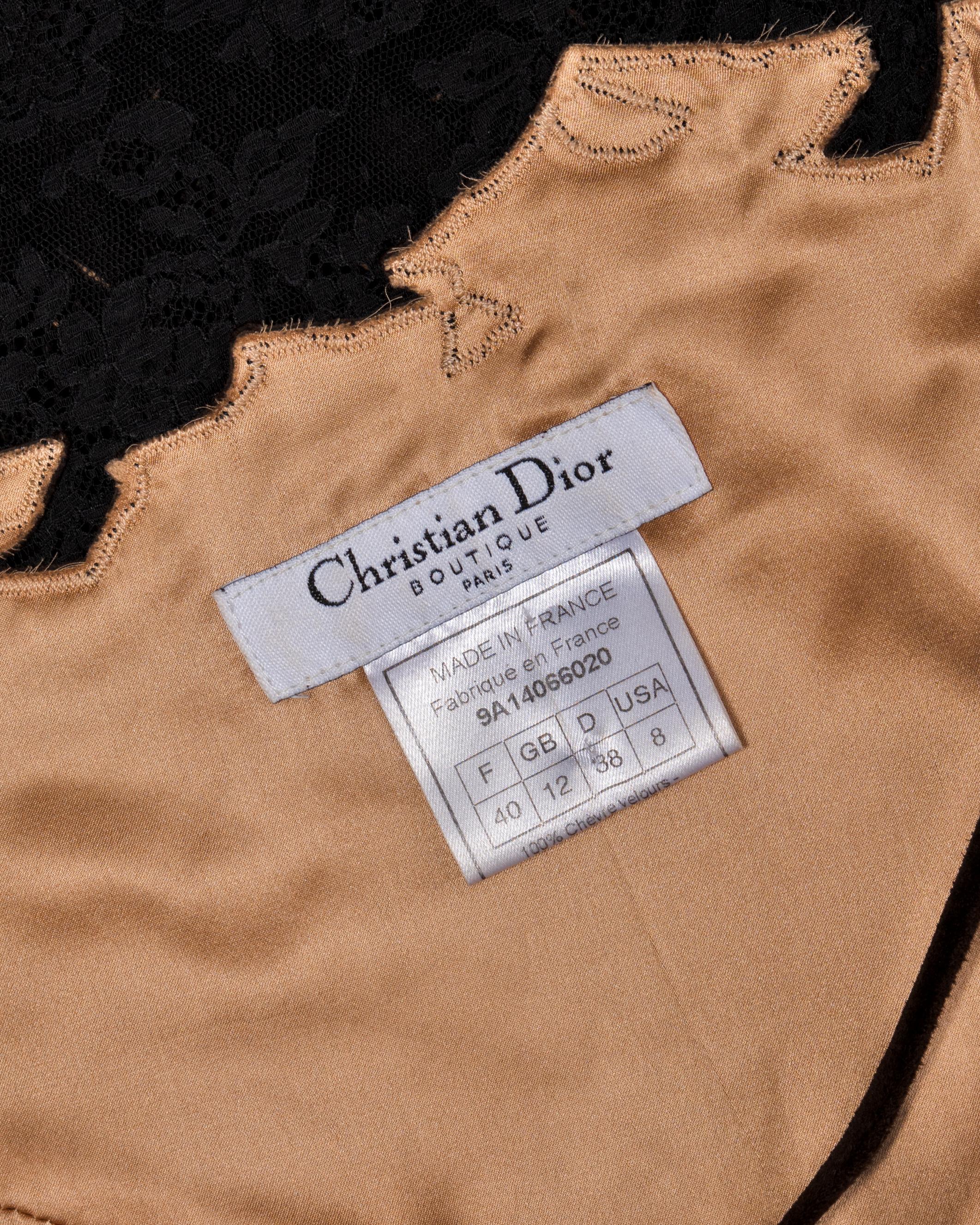 Christian Dior by John Galliano Brown Laser-Cut Suede and Lace Dress, FW 1999 For Sale 9