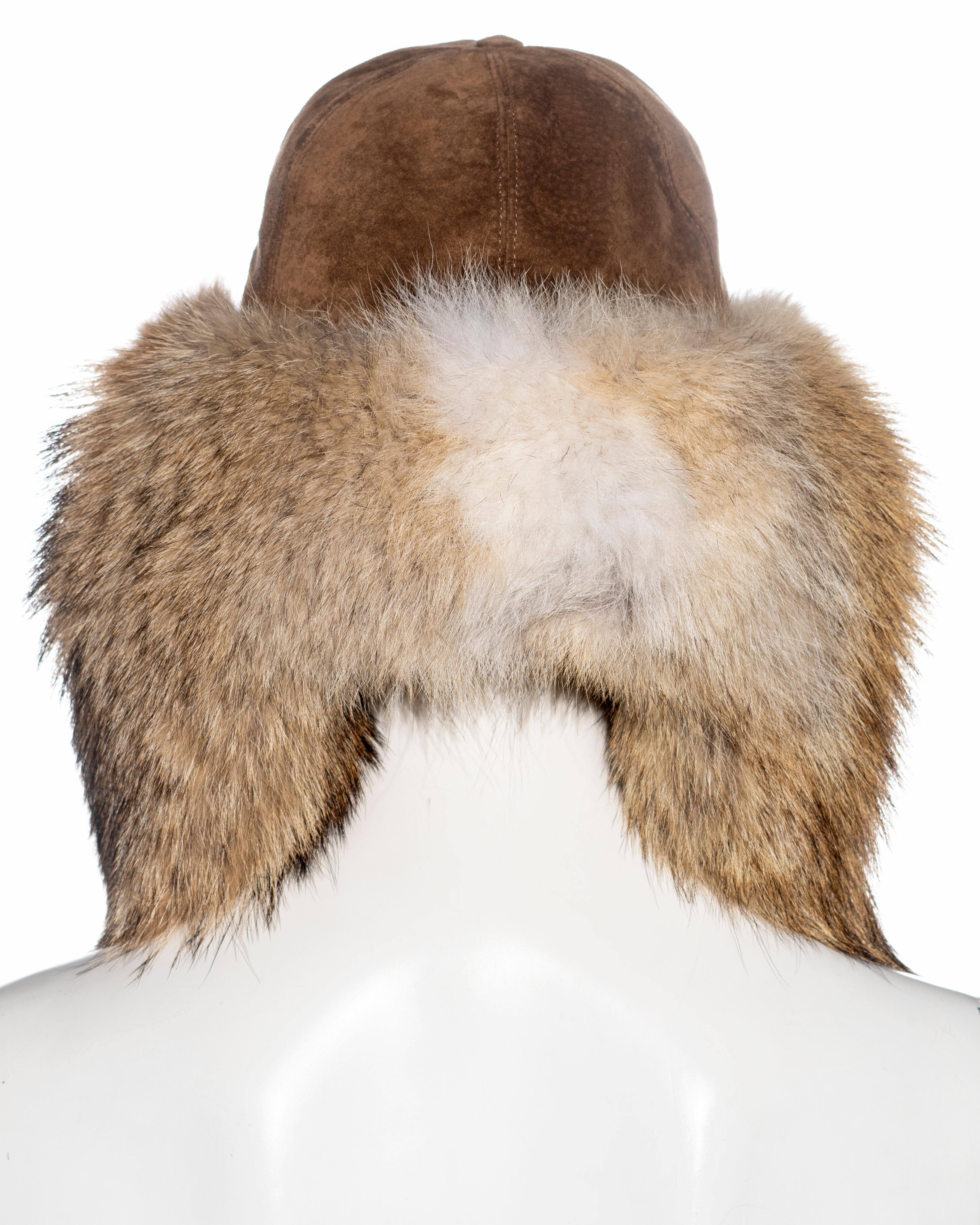 Christian Dior by John Galliano brown leather and coyote fur hat, ss 2002 1