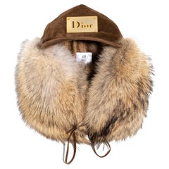 Christian Dior by John Galliano brown leather and coyote fur hat, ss 2002