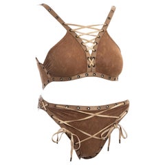 Christian Dior by John Galliano brown leather effect lace-up bikini, ss  2003 at 1stDibs
