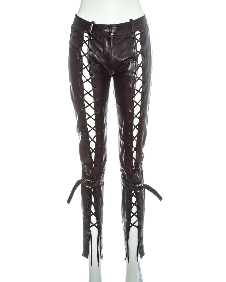Christian Dior by John Galliano brown leather lace up pants, fw 2003 at ...