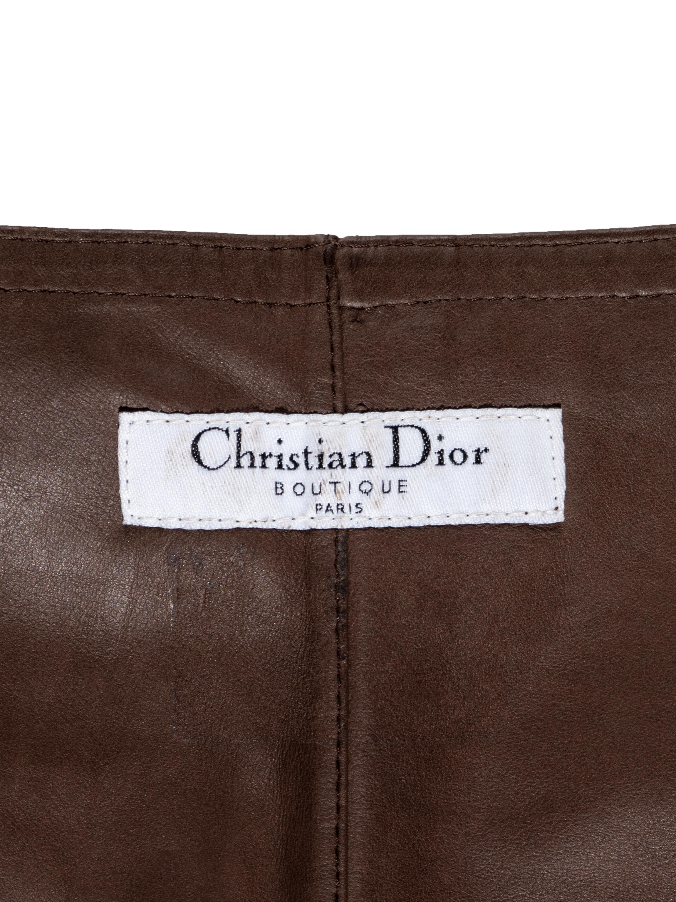Christian Dior by John Galliano brown leather wrap skirt, ss 2001 5