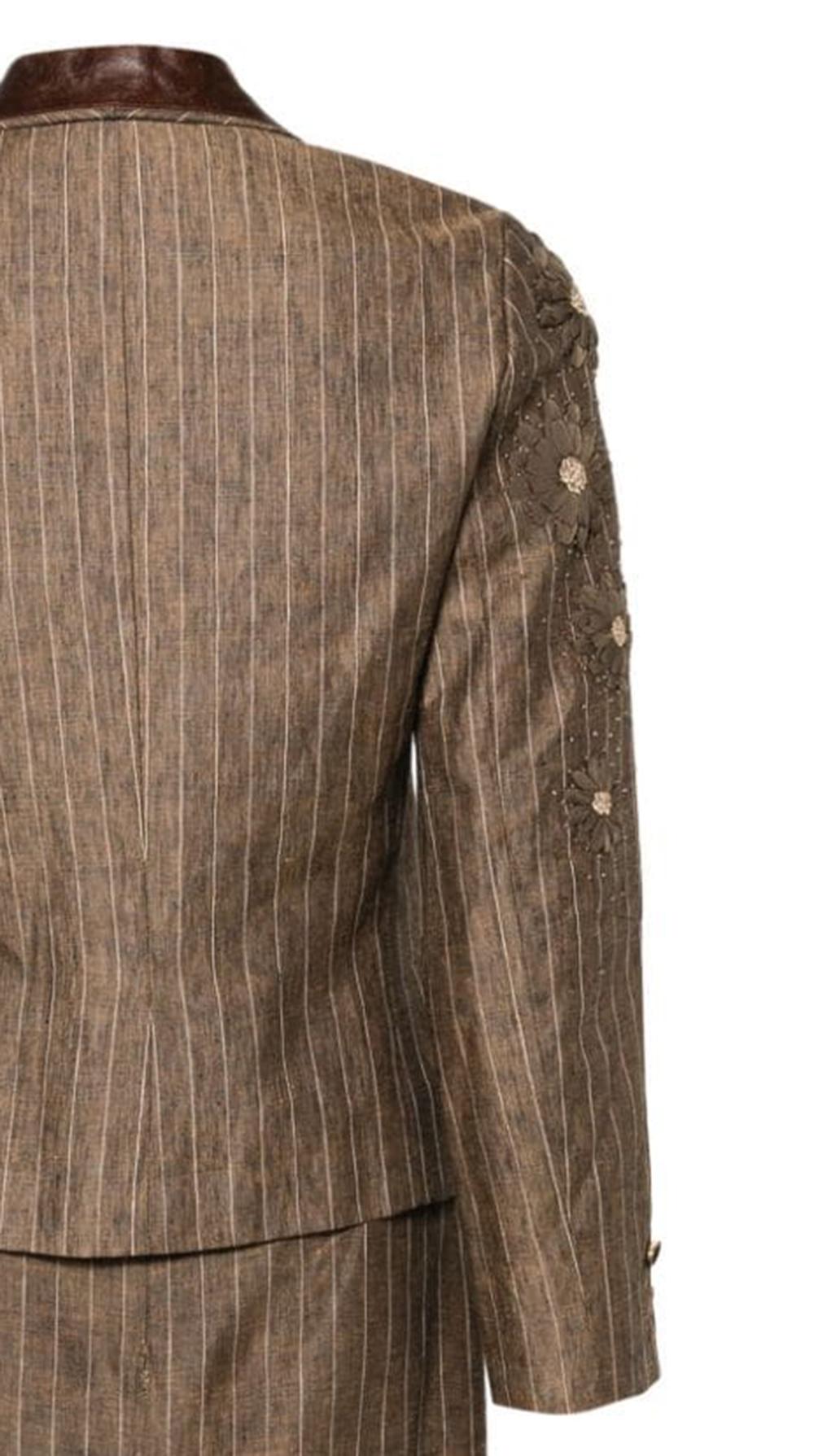 Women's Christian Dior by John Galliano Brown Linen Skirt Suit For Sale