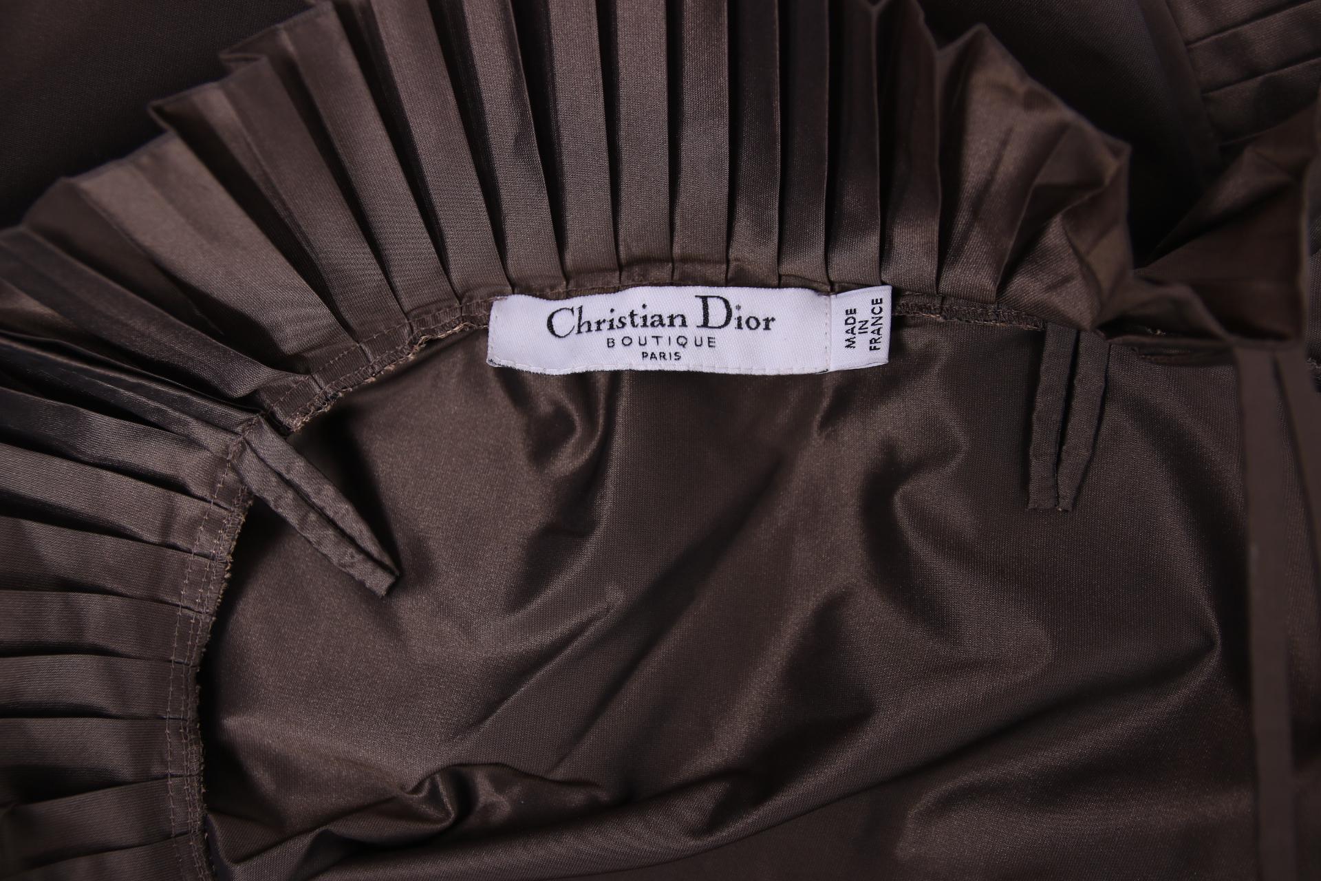 Christian Dior by John Galliano Brown Mini Dress w/Accordion Pleating Ca.2006 In Excellent Condition In Studio City, CA