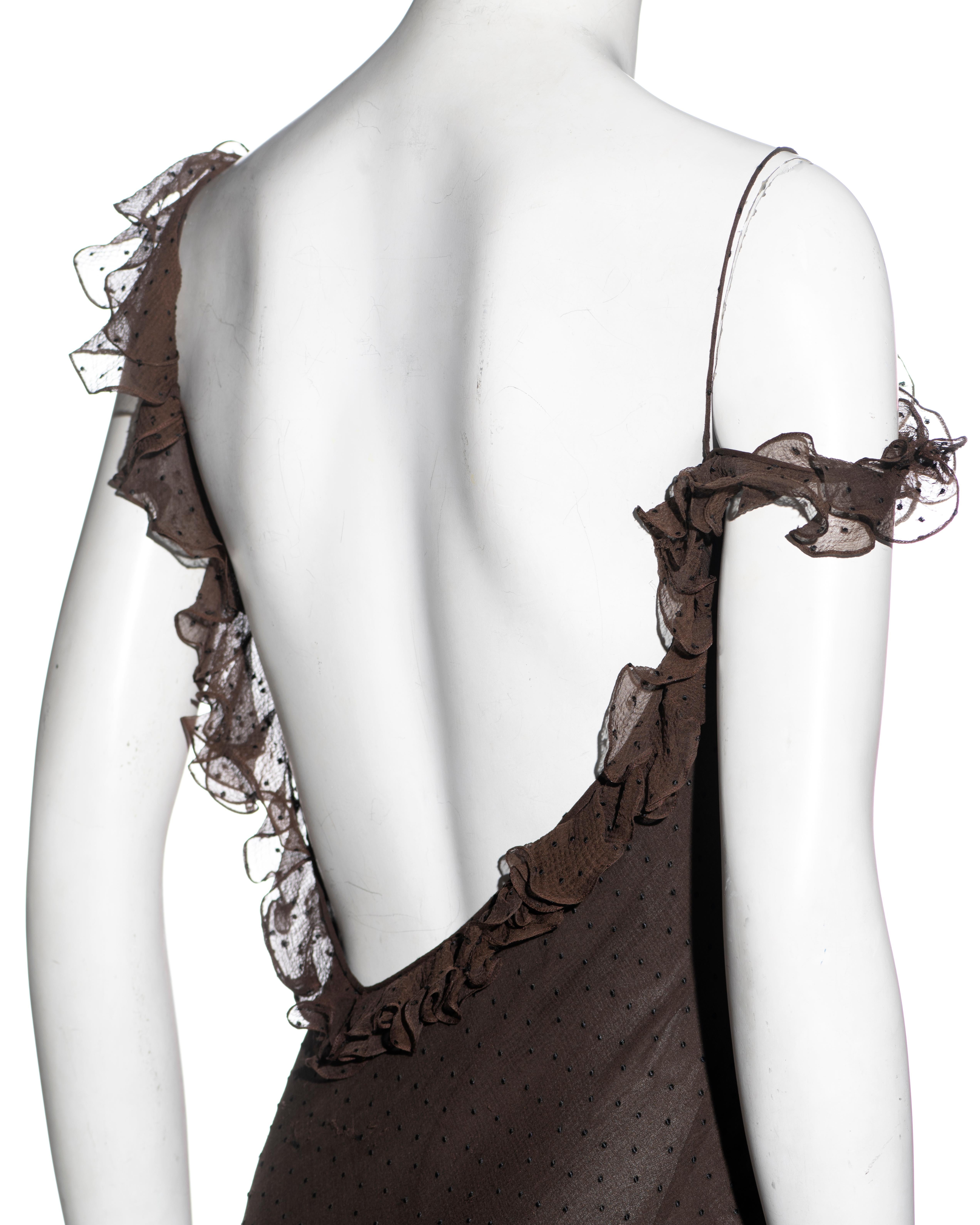 Christian Dior by John Galliano brown silk chiffon bias cut dress, fw 2000 6