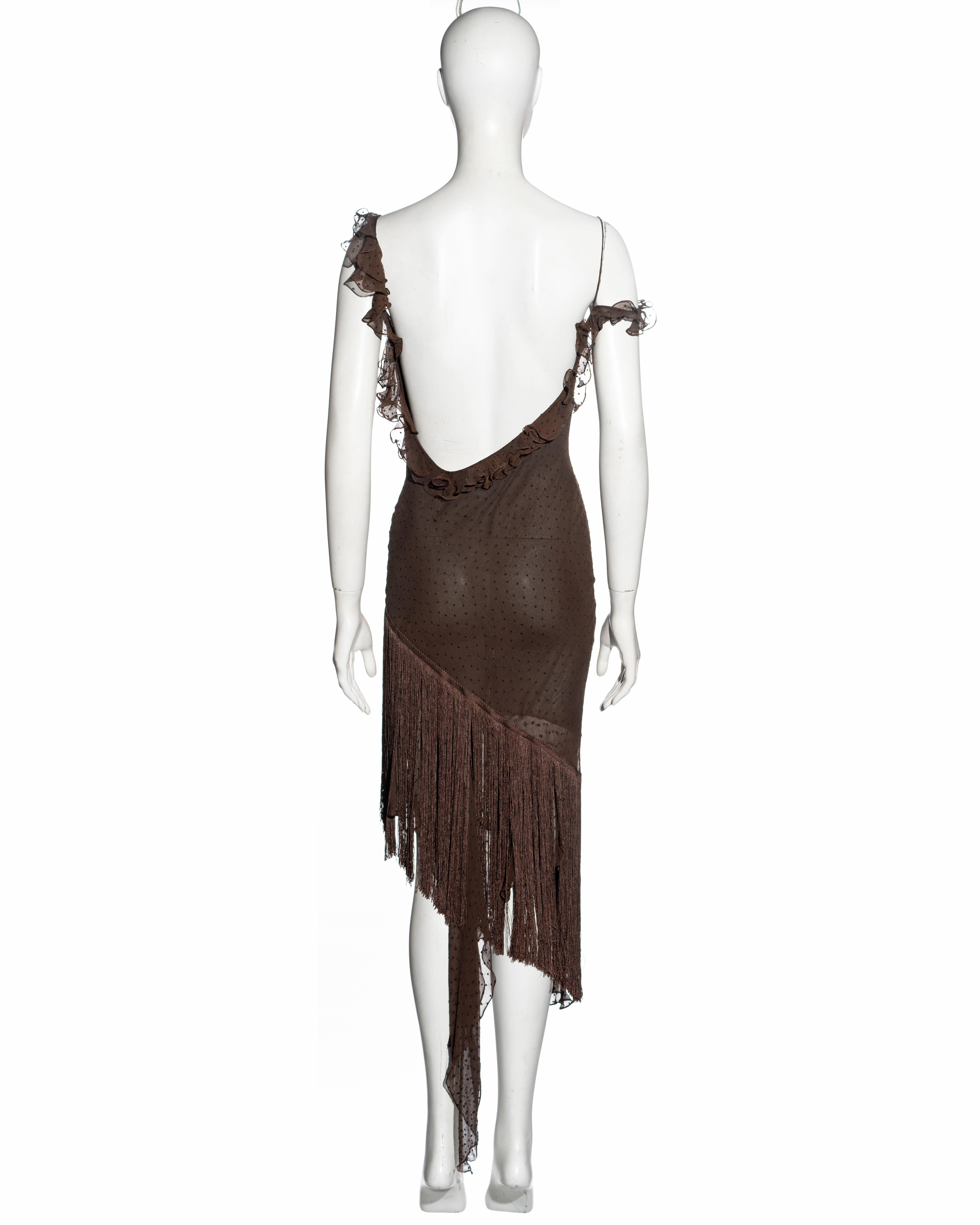 Christian Dior by John Galliano brown silk chiffon bias cut dress, fw 2000 7