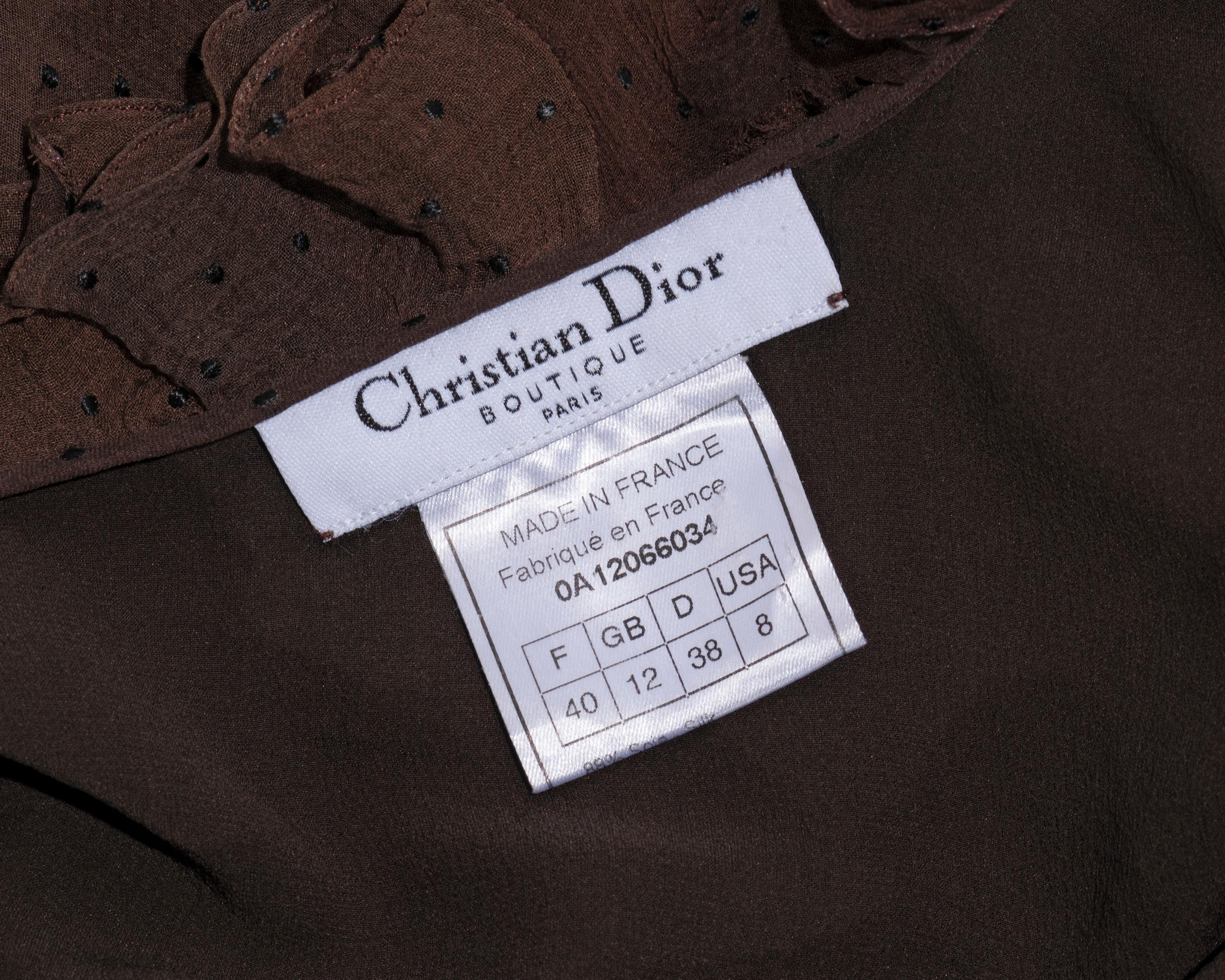 Christian Dior by John Galliano brown silk chiffon bias cut dress, fw 2000 9