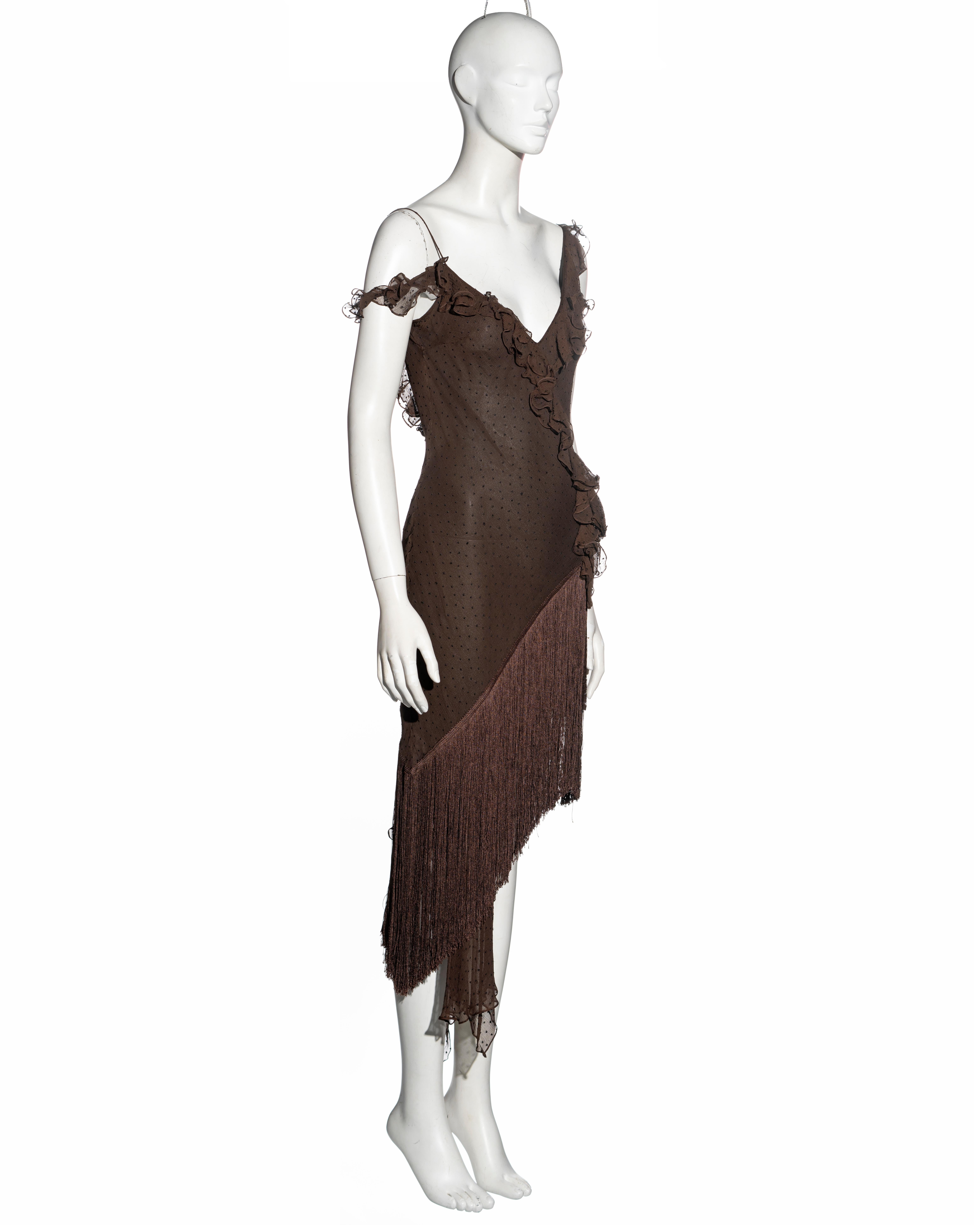 Women's Christian Dior by John Galliano brown silk chiffon bias cut dress, fw 2000