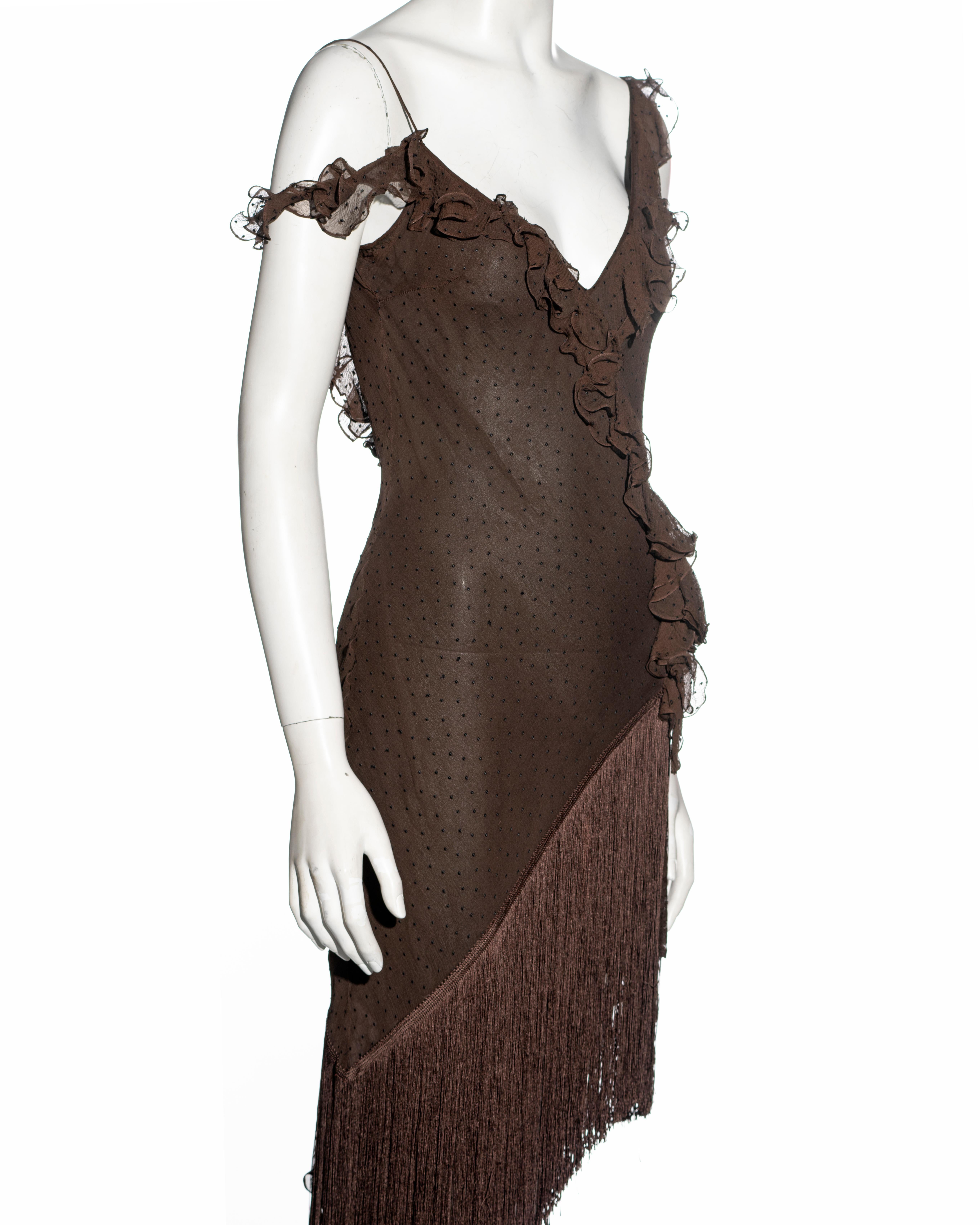 Christian Dior by John Galliano brown silk chiffon bias cut dress, fw 2000 1