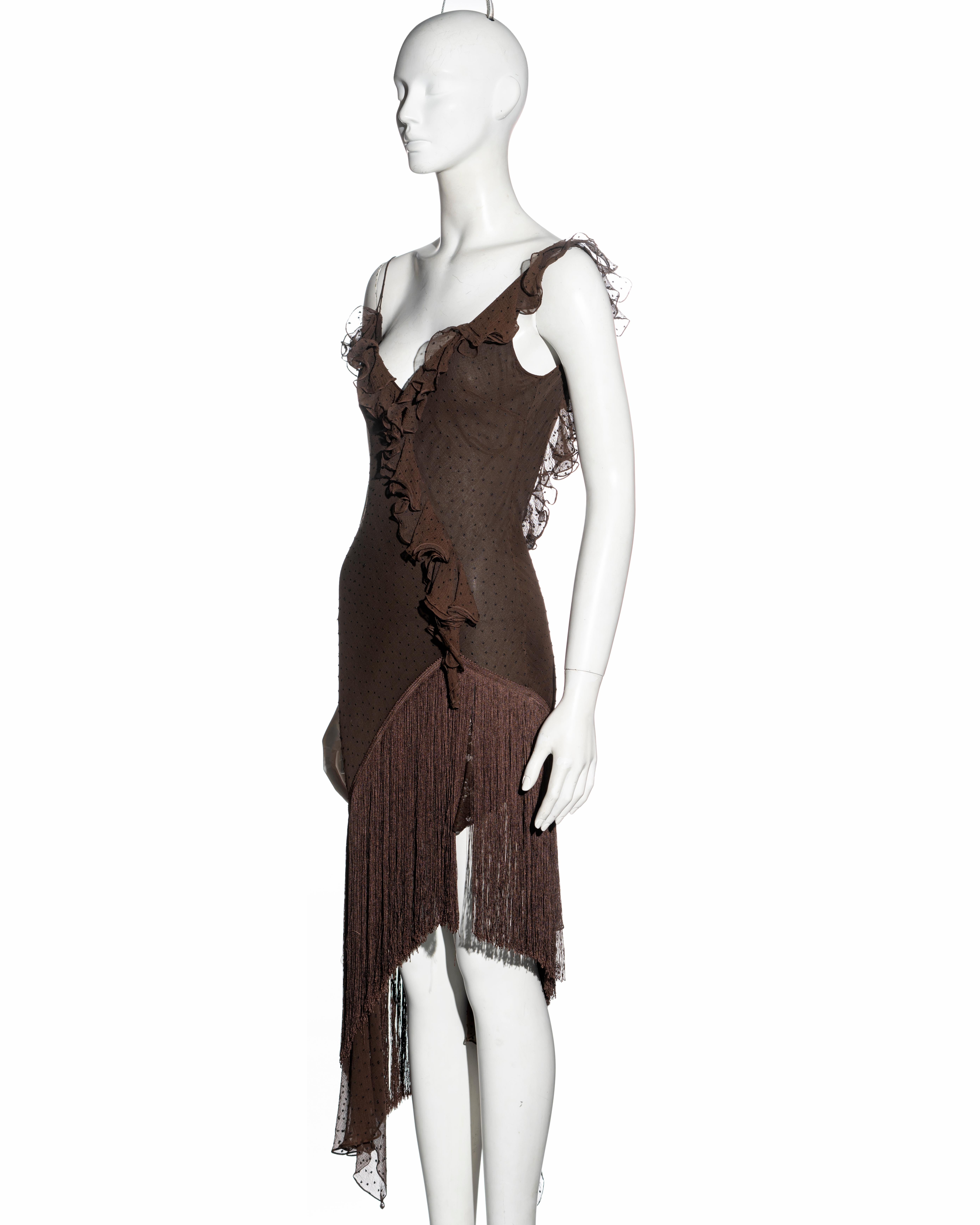Christian Dior by John Galliano brown silk chiffon bias cut dress, fw 2000 2