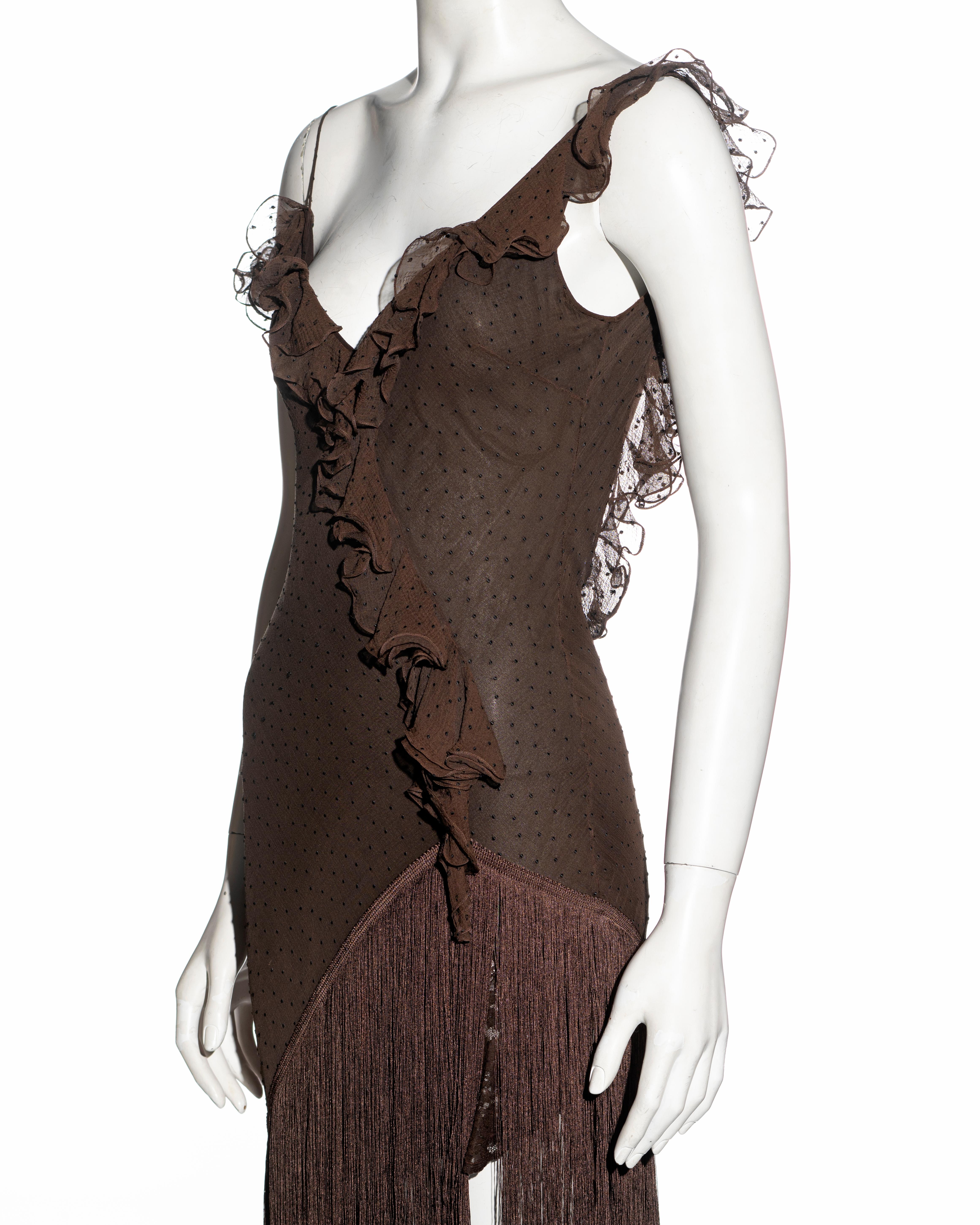 Christian Dior by John Galliano brown silk chiffon bias cut dress, fw 2000 3