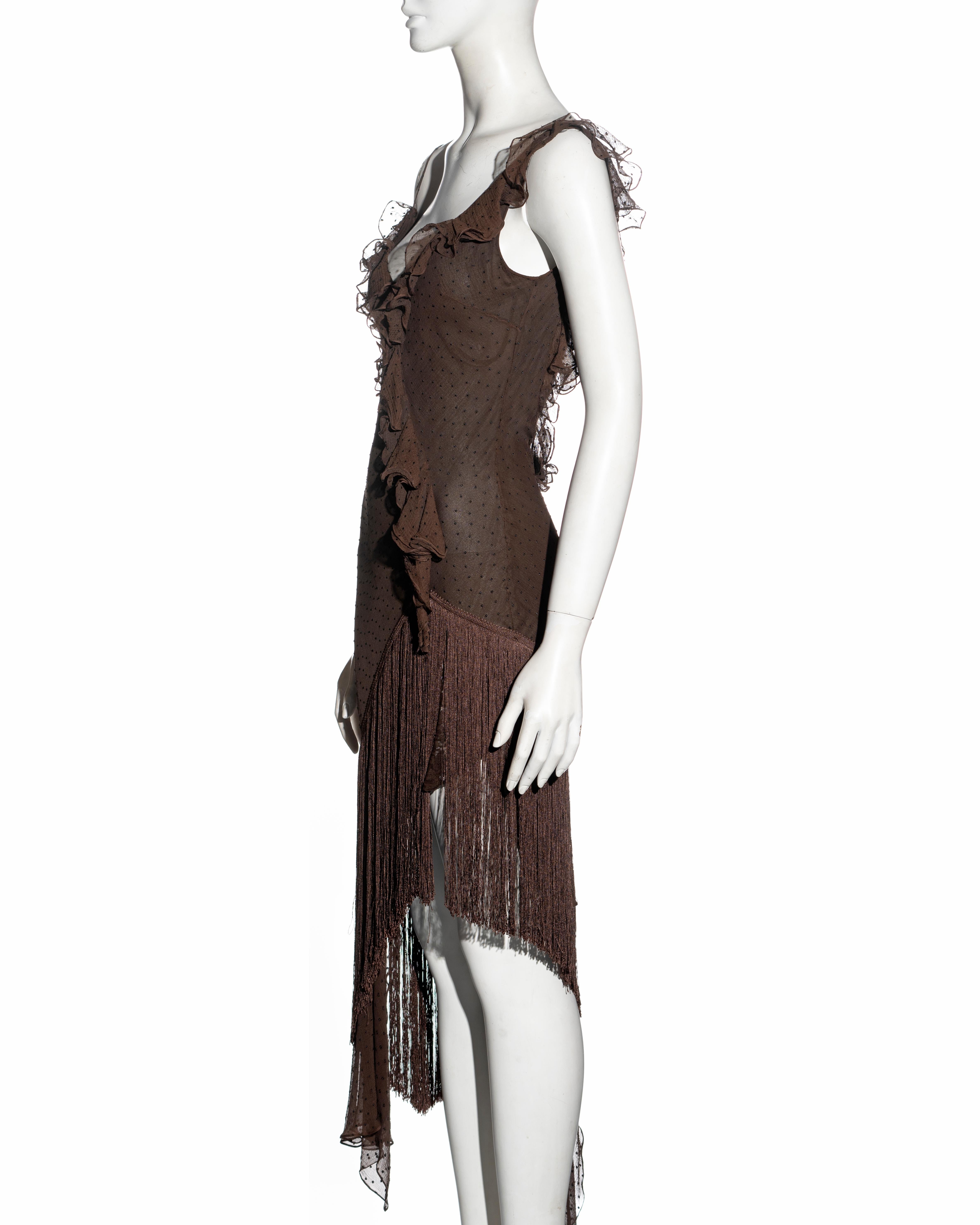 Christian Dior by John Galliano brown silk chiffon bias cut dress, fw 2000 4