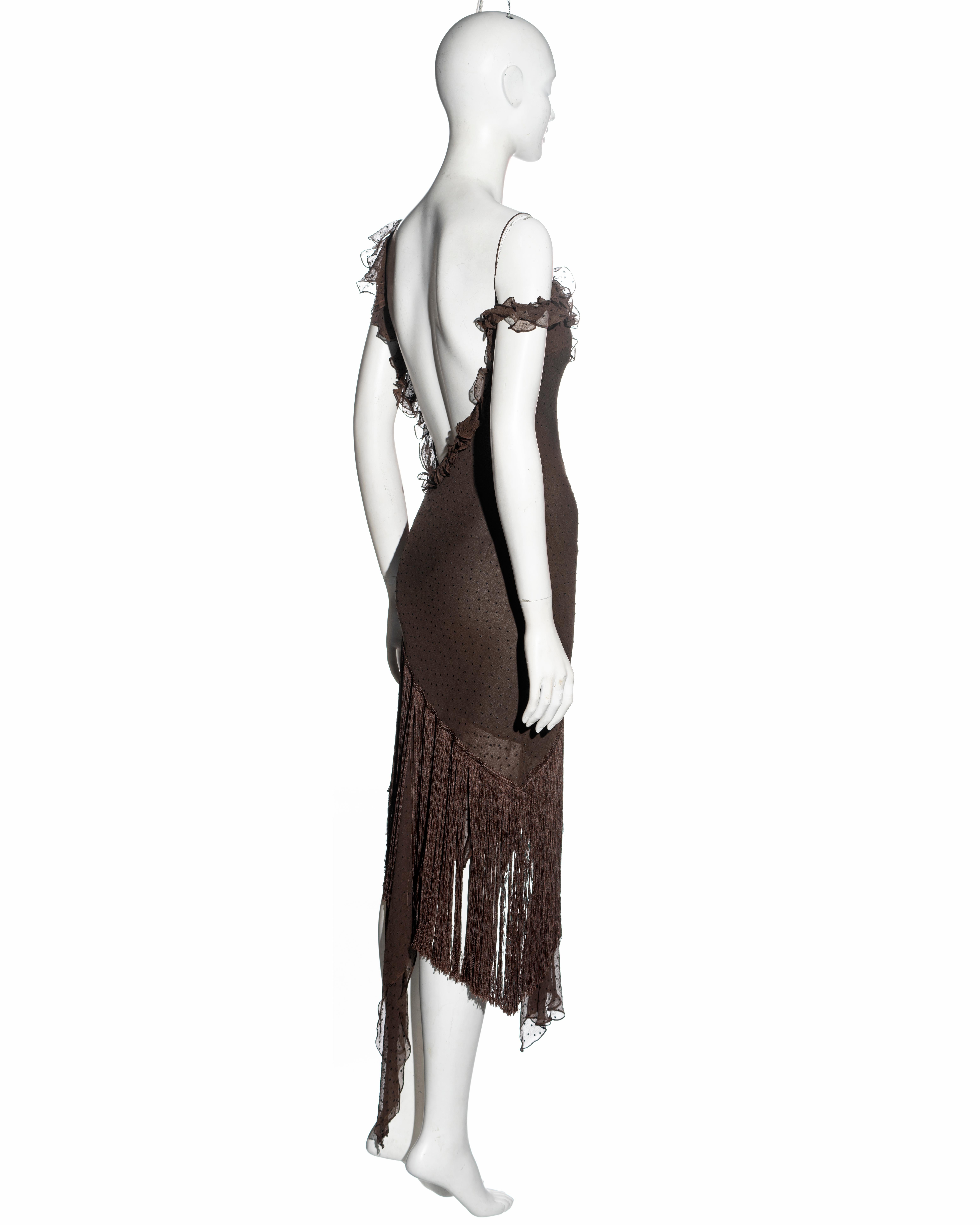 Christian Dior by John Galliano brown silk chiffon bias cut dress, fw 2000 5