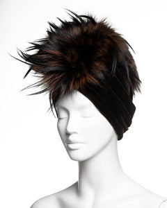 Christian Dior by John Galliano Brown Velvet Turban with Fur Crest, FW 2007