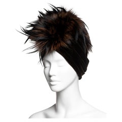Christian Dior by John Galliano Brown Velvet Turban with Fur Crest, FW 2007
